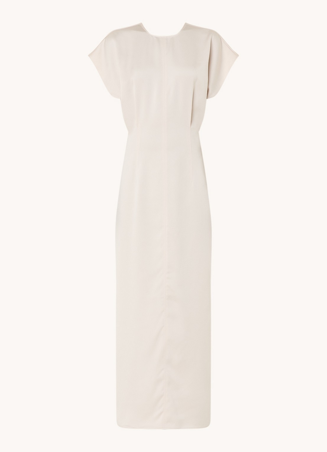 Calvin Klein Maxi jurk van satijn met split - voorkant 3 creme