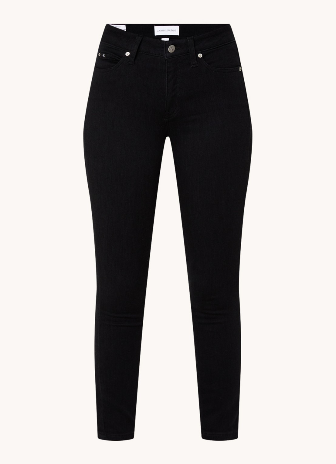 Calvin Klein Mid waist skinny jeans met gekleurde wassing - voorkant 4 zwart
