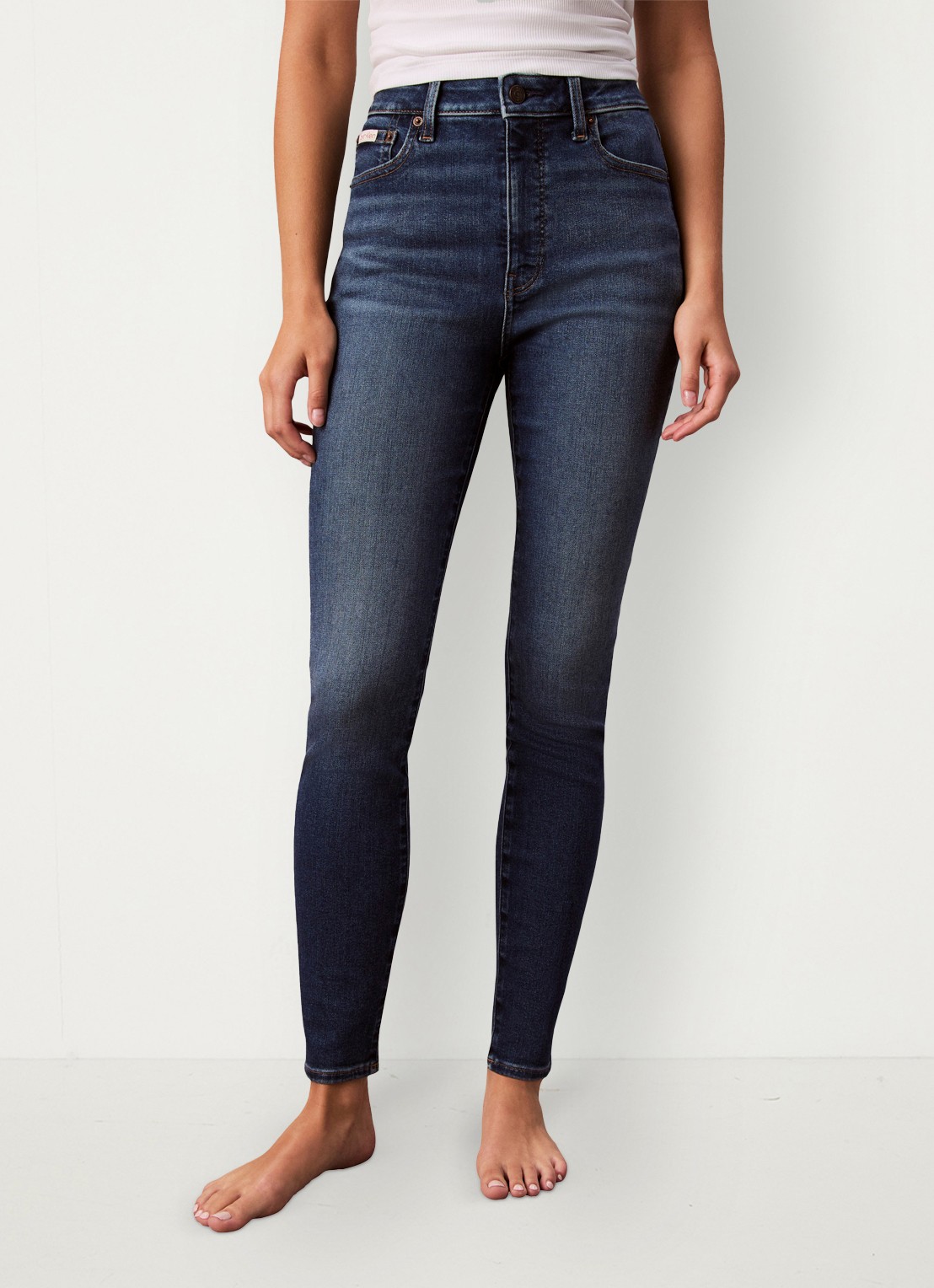 Calvin Klein Mid waist skinny jeans met lichte wassing - detail 2 indigo