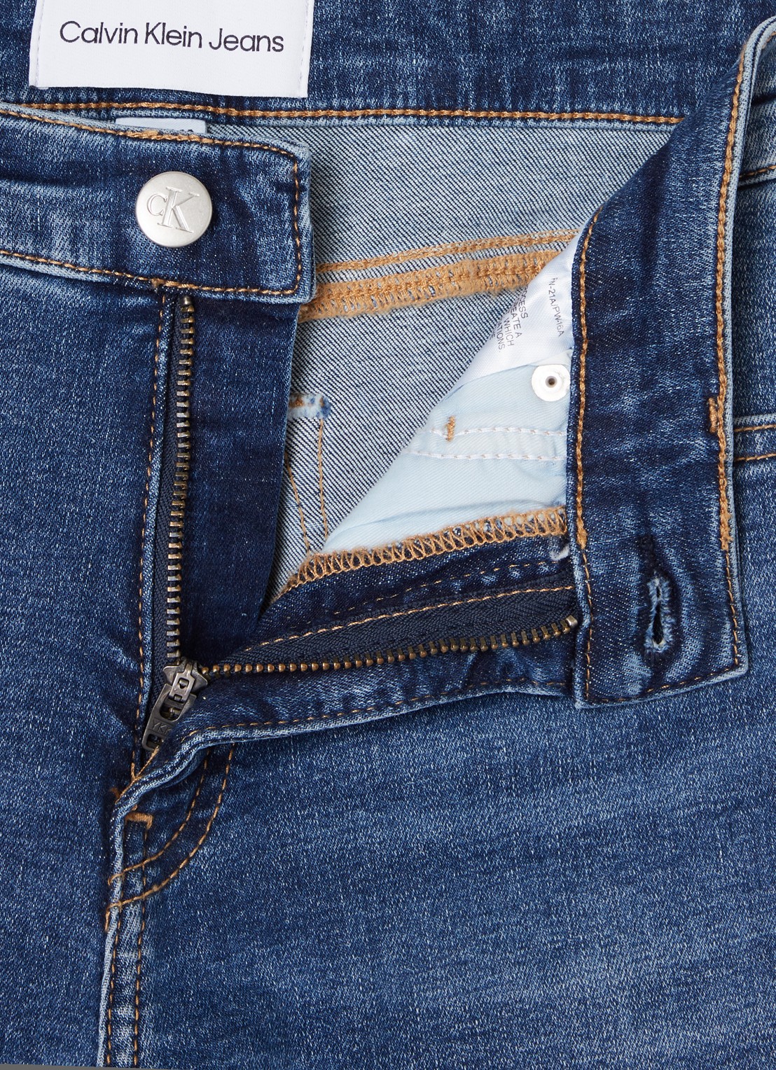 Calvin Klein Mid waist skinny jeans met medium wassing - detail 2 indigo