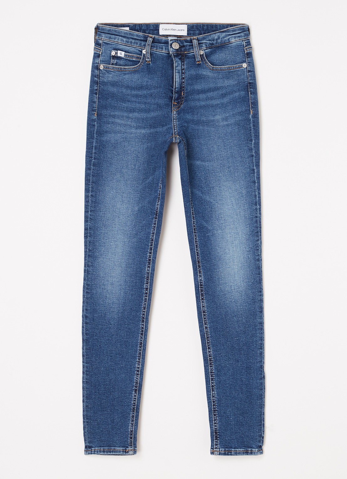Calvin Klein Mid waist skinny jeans met medium wassing - voorkant 5 indigo