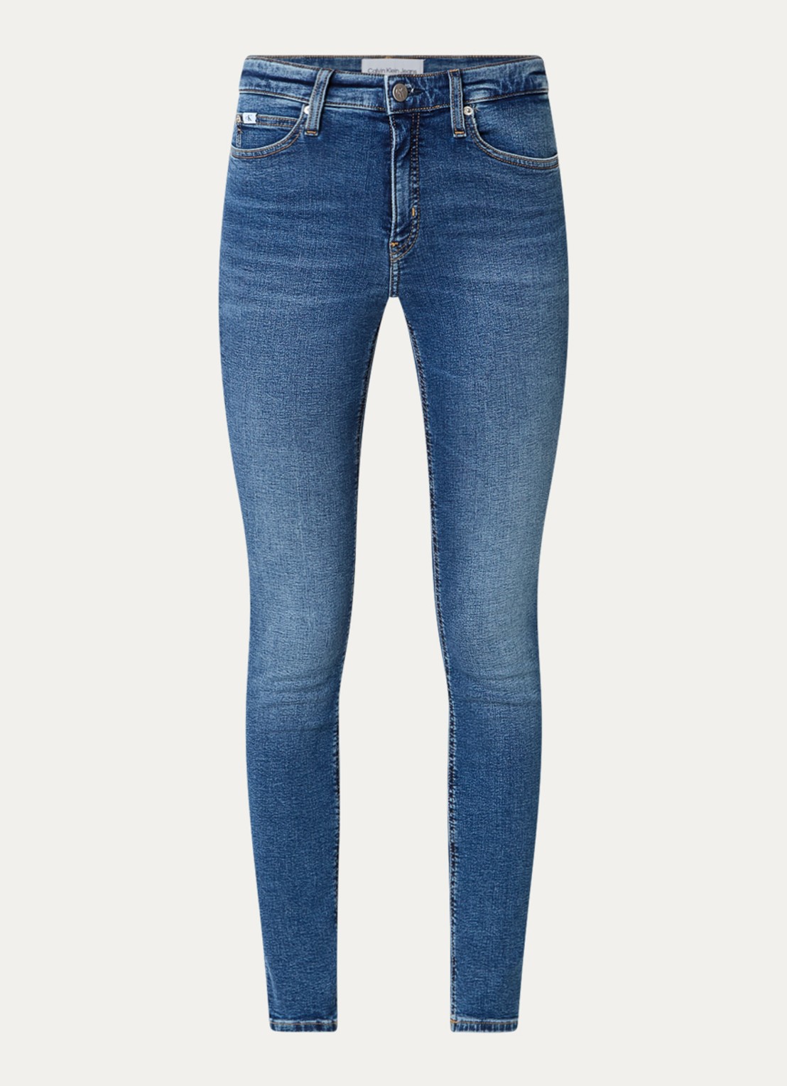 Calvin Klein Mid waist skinny jeans met medium wassing - voorkant 7 indigo