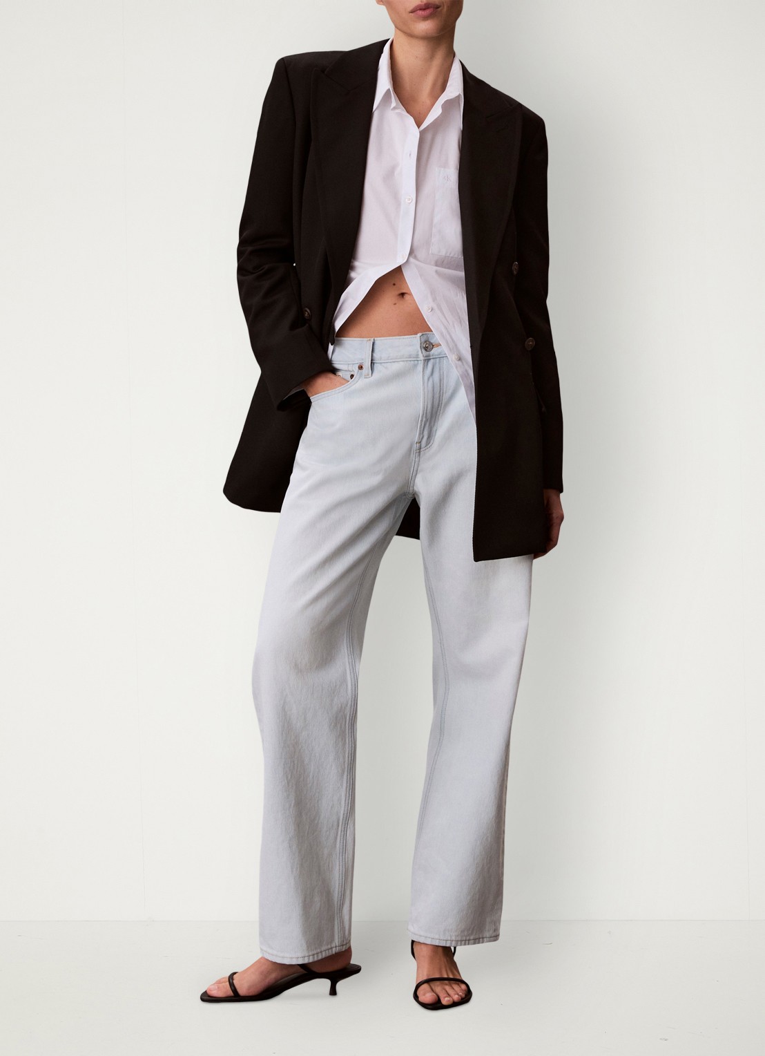 Calvin Klein Mid waist straight fit jeans met lichte wassing - voorkant 6 denim