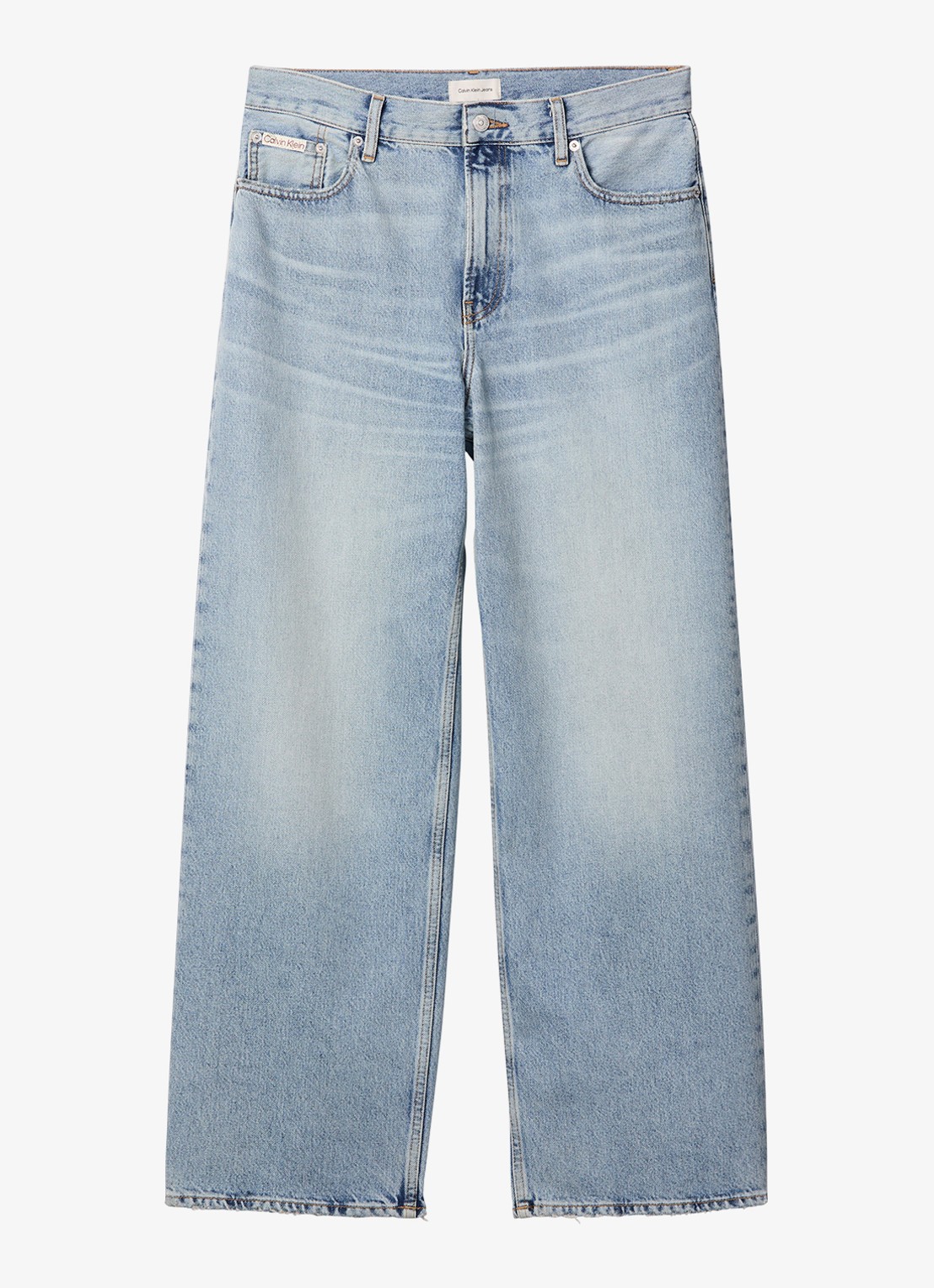 Calvin Klein Mid waist straight fit jeans met lichte wassing - voorkant 4 basset blue-scb /  blauw