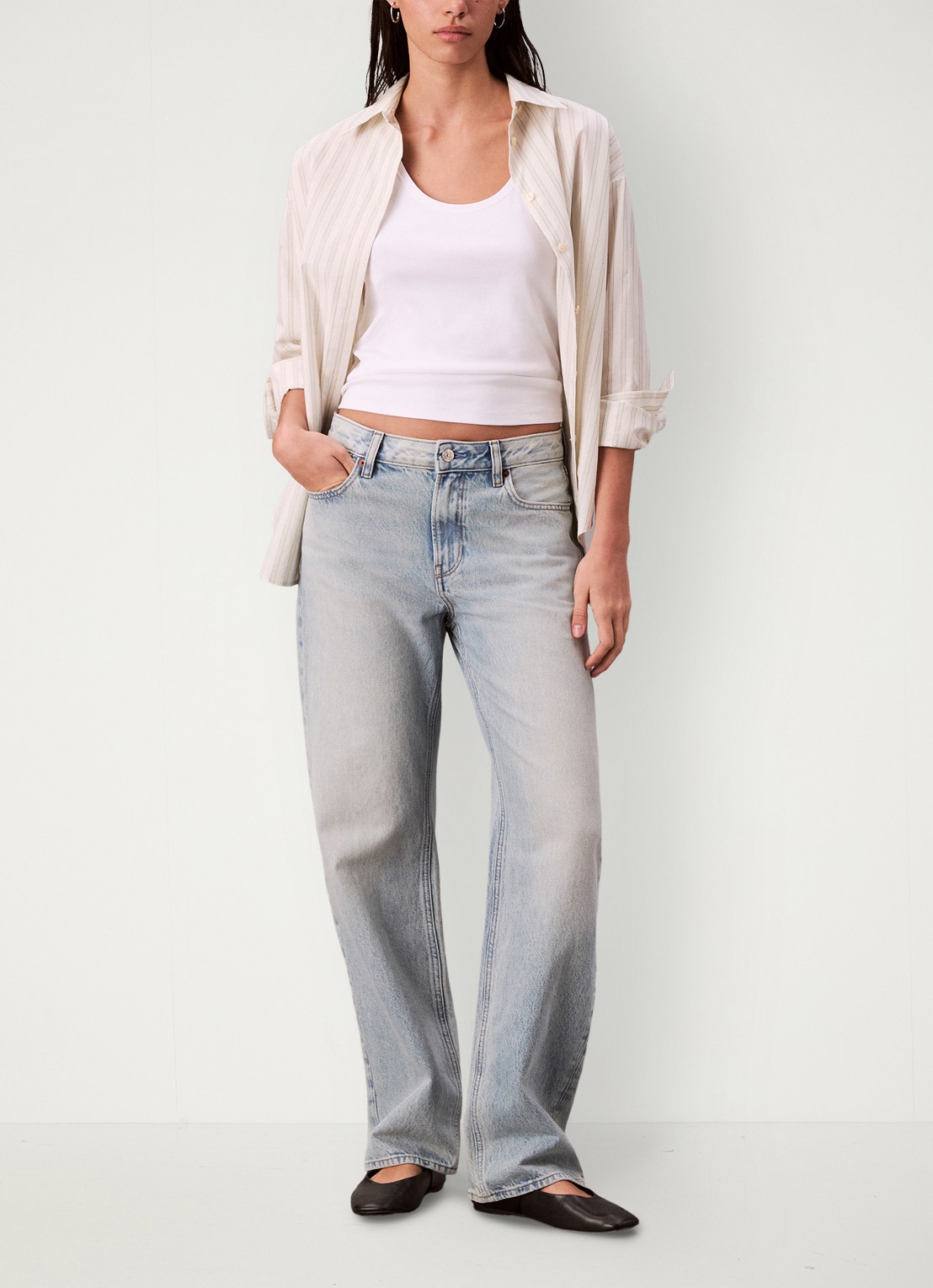 Calvin Klein Mid waist straight fit mom jeans met logo - voorkant 5 denim