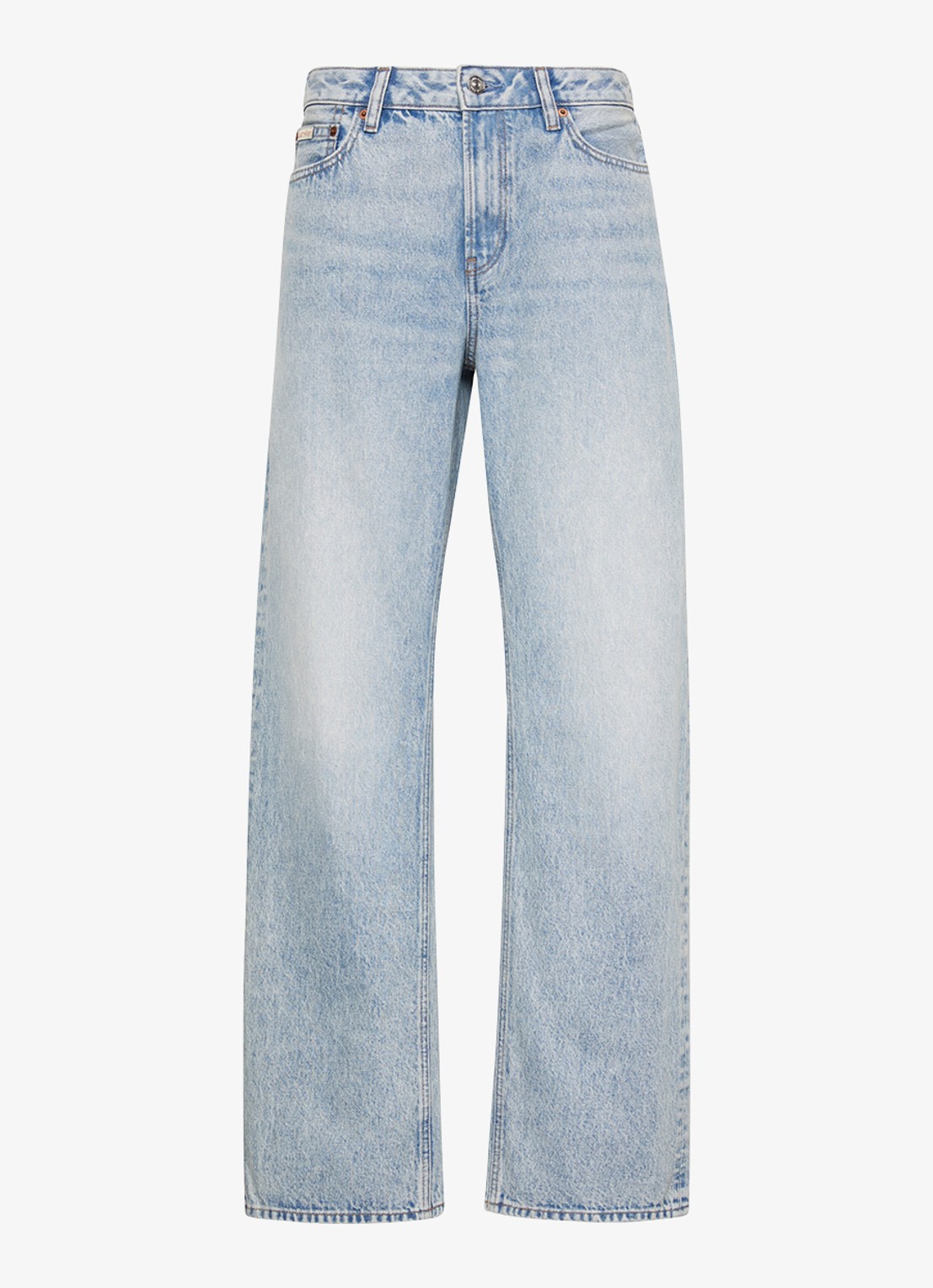 Calvin Klein Mid waist straight fit mom jeans met logo - voorkant 6 denim