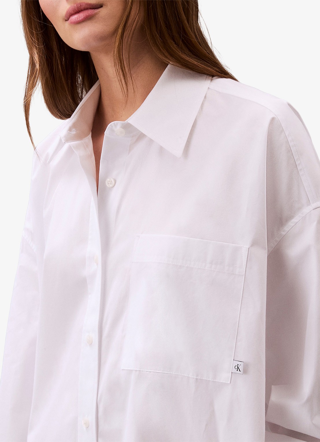 Calvin Klein Midi blousejurk met steekzakken - detail 6 gebroken wit