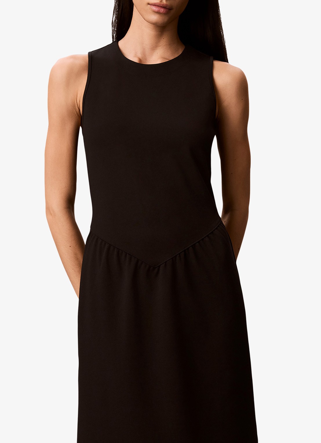 Calvin Klein Midi jurk met plooien - detail 2 zwart
