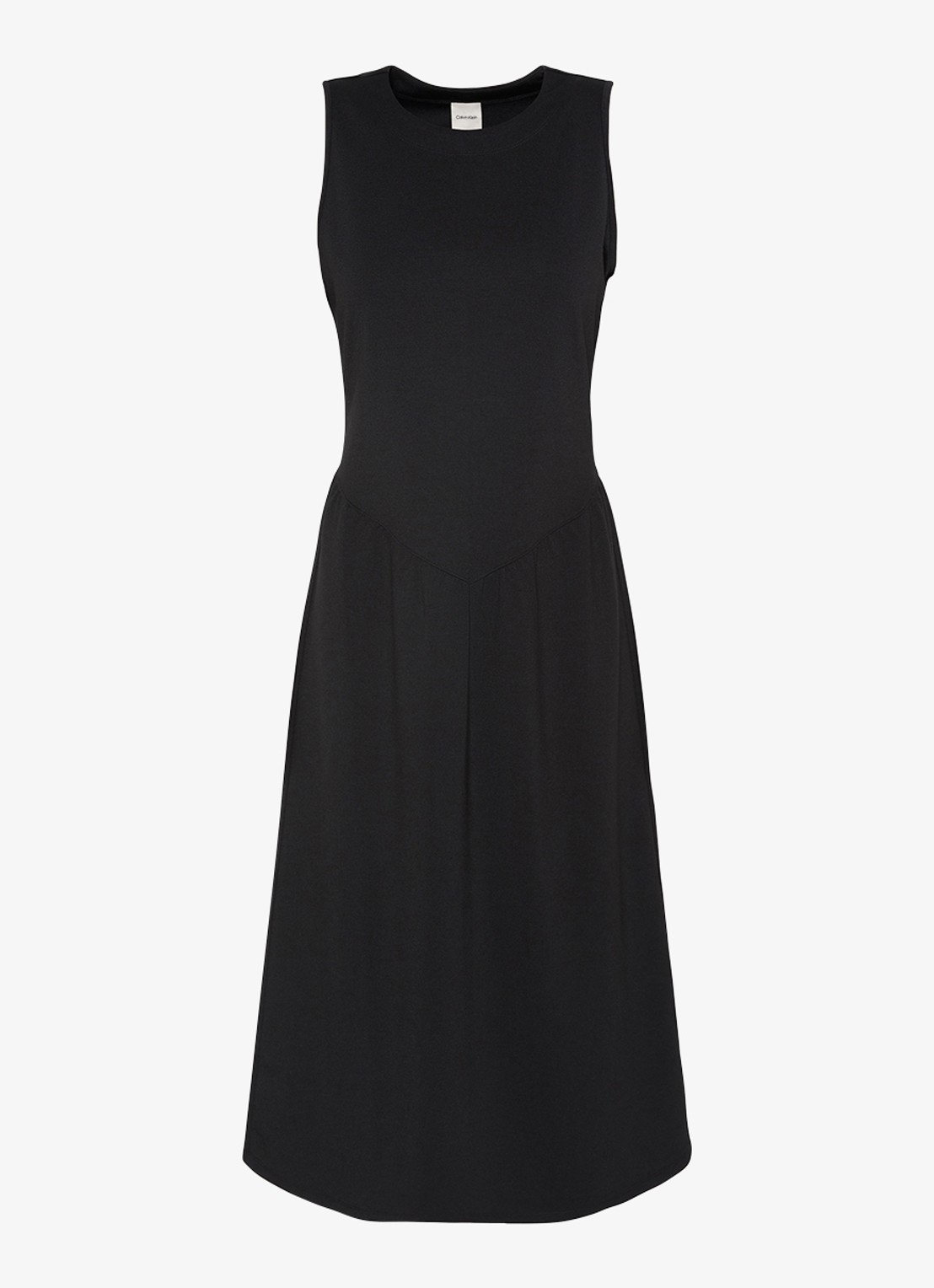 Calvin Klein Midi jurk met plooien - voorkant 6 zwart