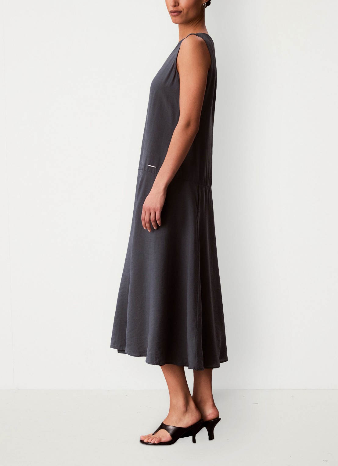Calvin Klein Midi jurk met ronde hals - detail 4 blauwgrijs