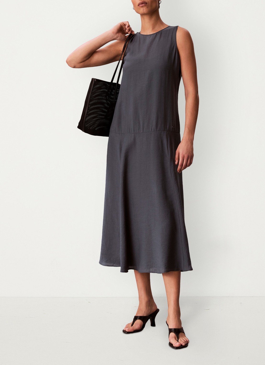 Calvin Klein Midi jurk met ronde hals - detail 5 blauwgrijs