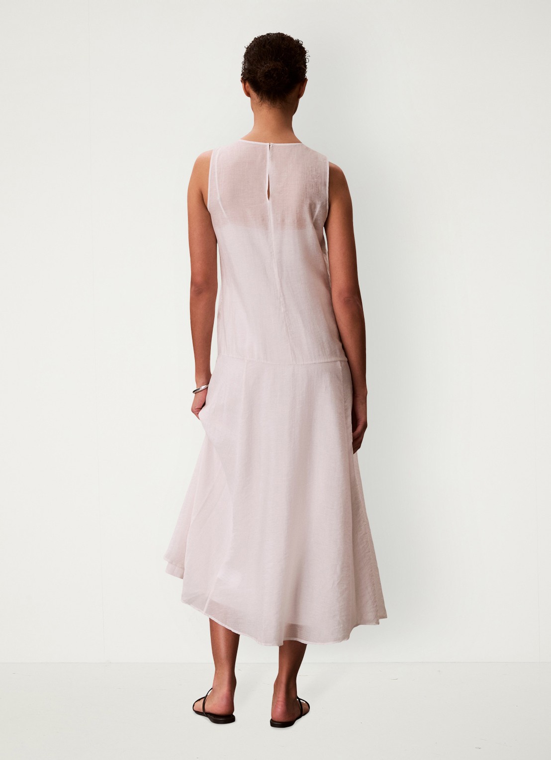 Calvin Klein Midi jurk met ronde hals - achterkant oudroze