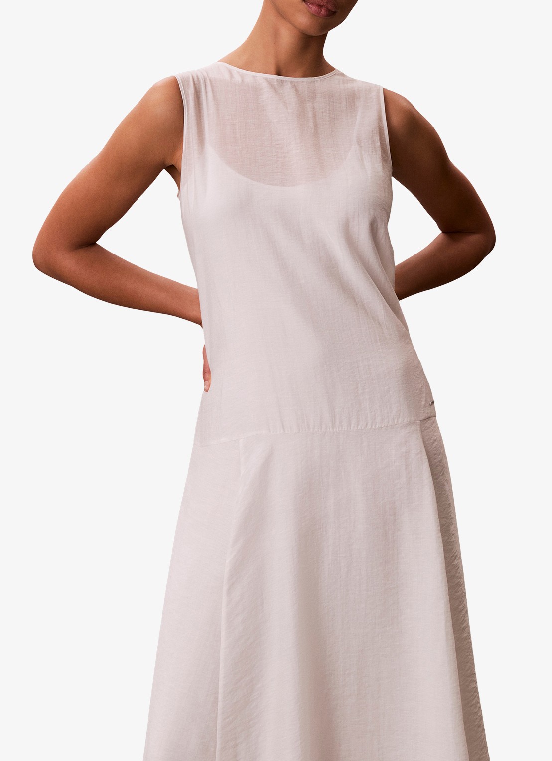 Calvin Klein Midi jurk met ronde hals - detail 3 oudroze