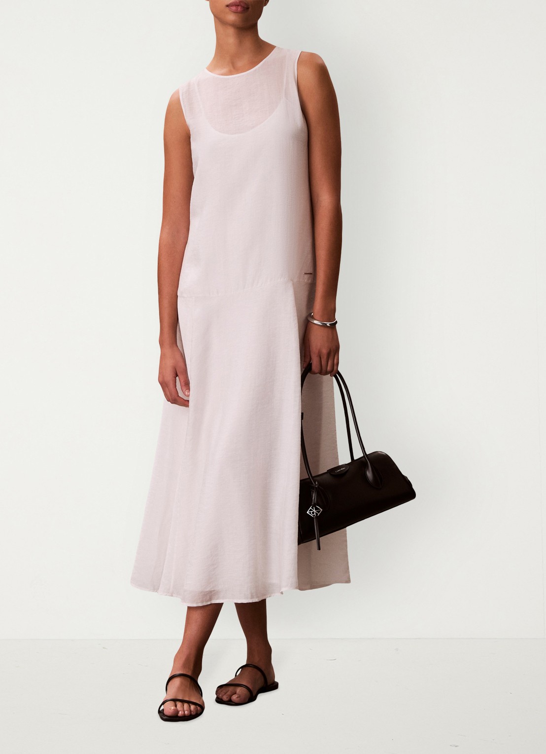 Calvin Klein Midi jurk met ronde hals - voorkant 2 oudroze