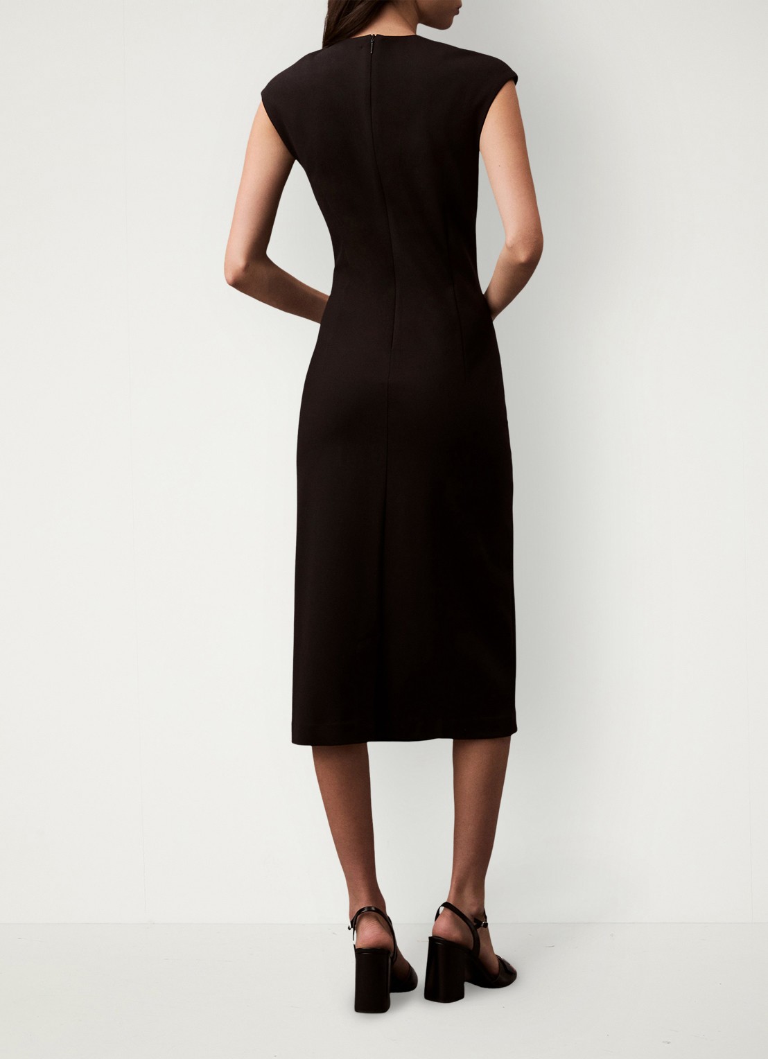 Calvin Klein Midi kokerjurk met ronde hals - achterkant 3 zwart