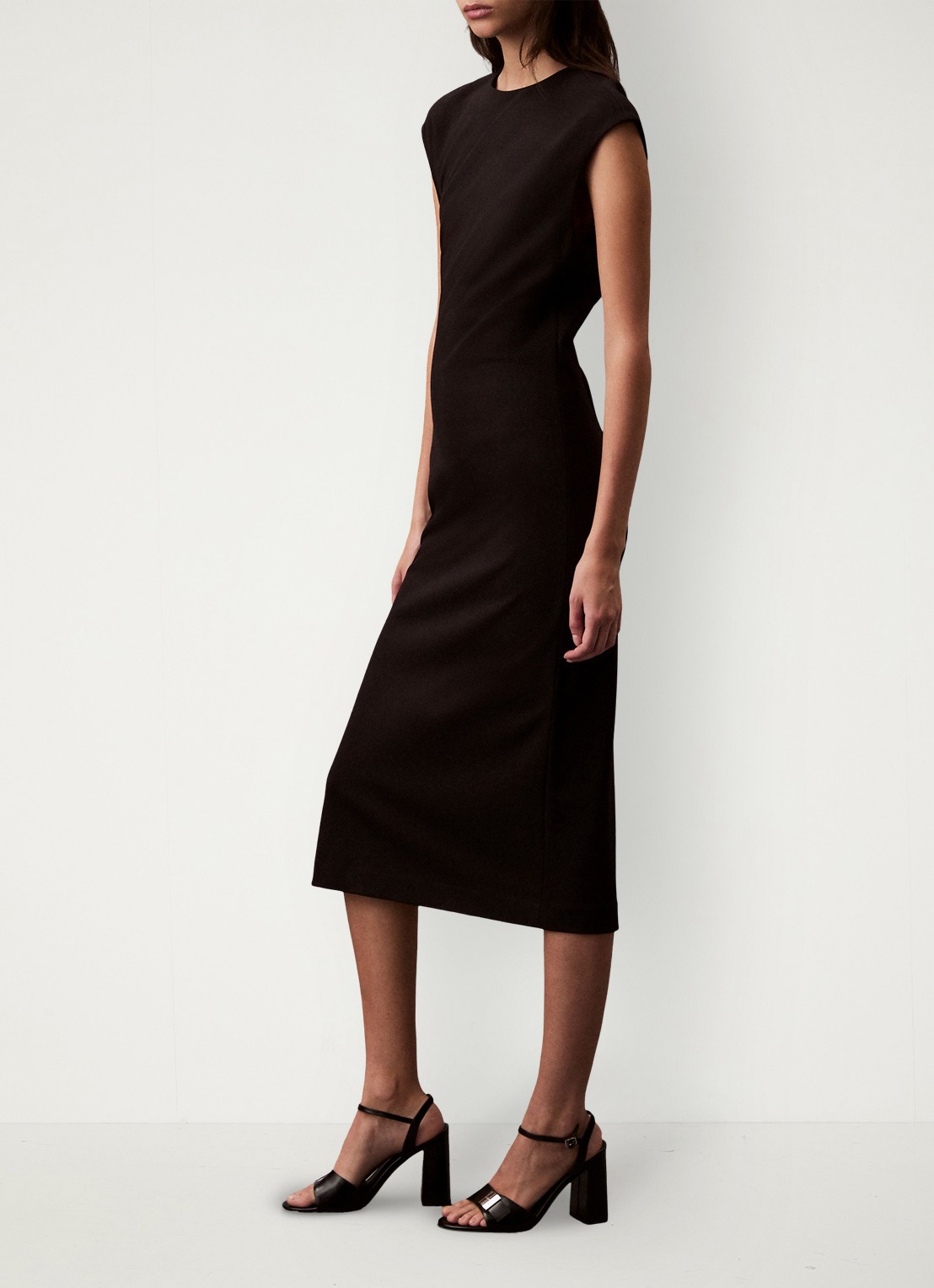 Calvin Klein Midi kokerjurk met ronde hals - detail 5 zwart