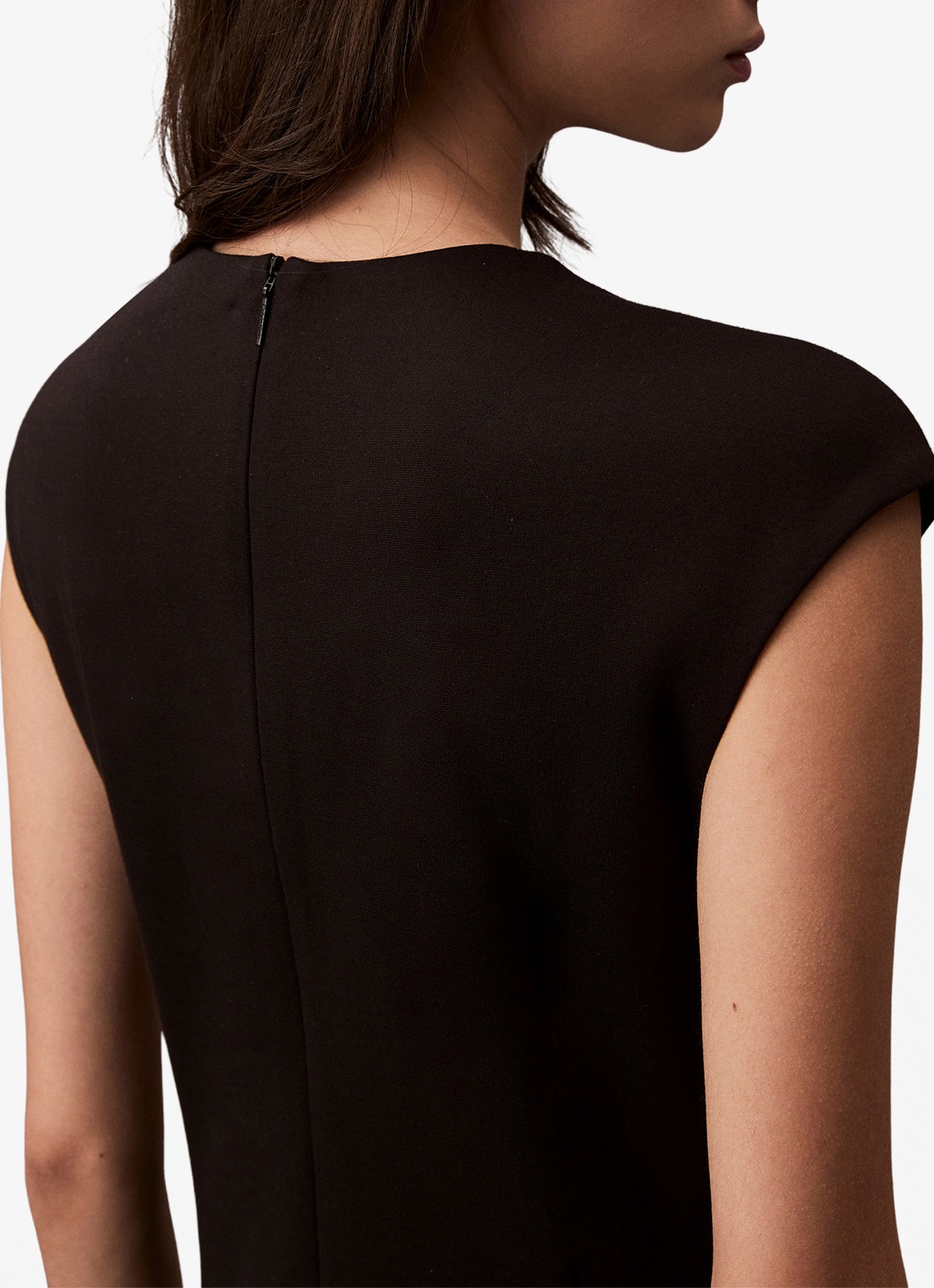 Calvin Klein Midi kokerjurk met ronde hals - detail 6 zwart