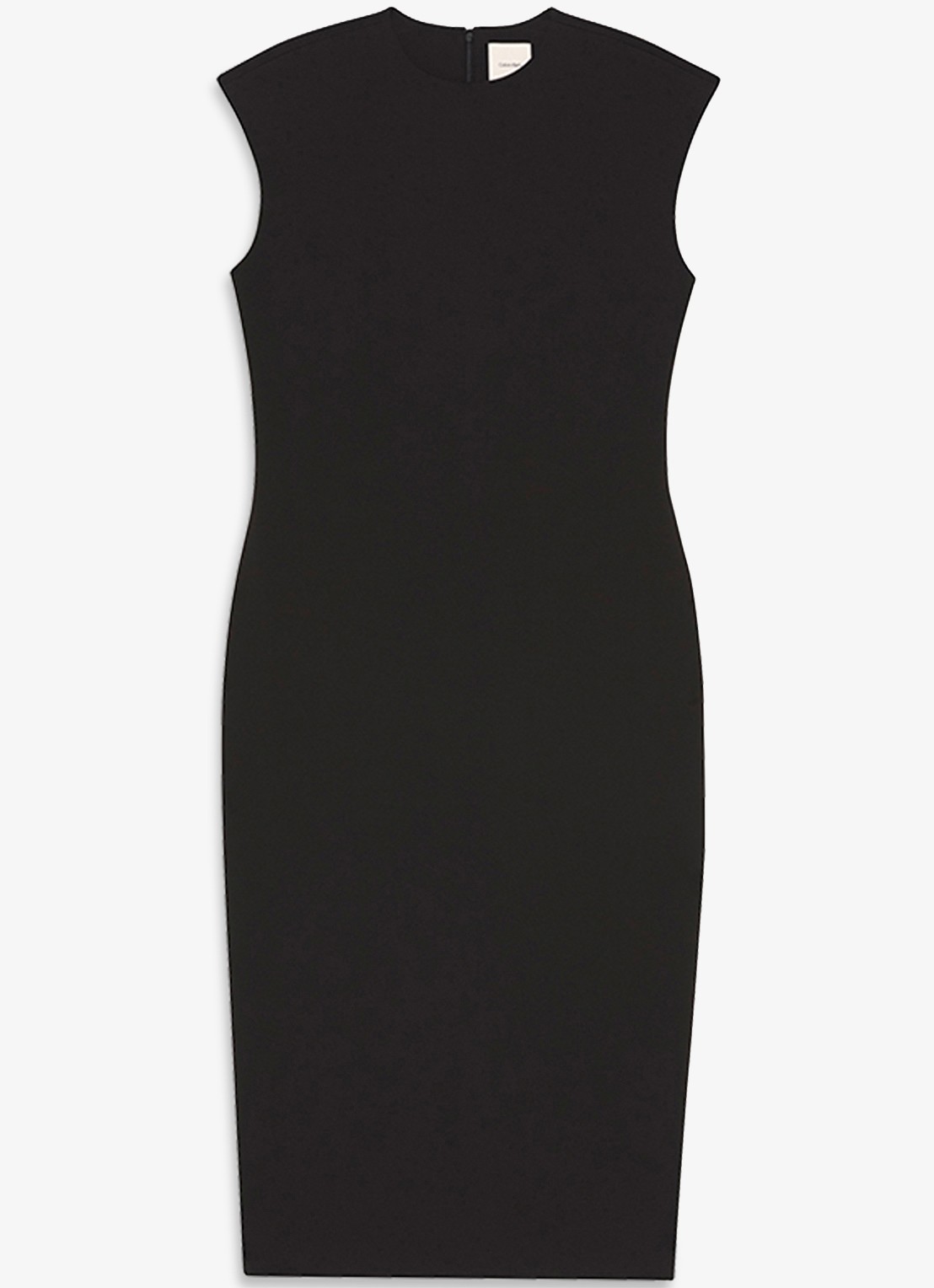 Calvin Klein Midi kokerjurk met ronde hals - voorkant zwart