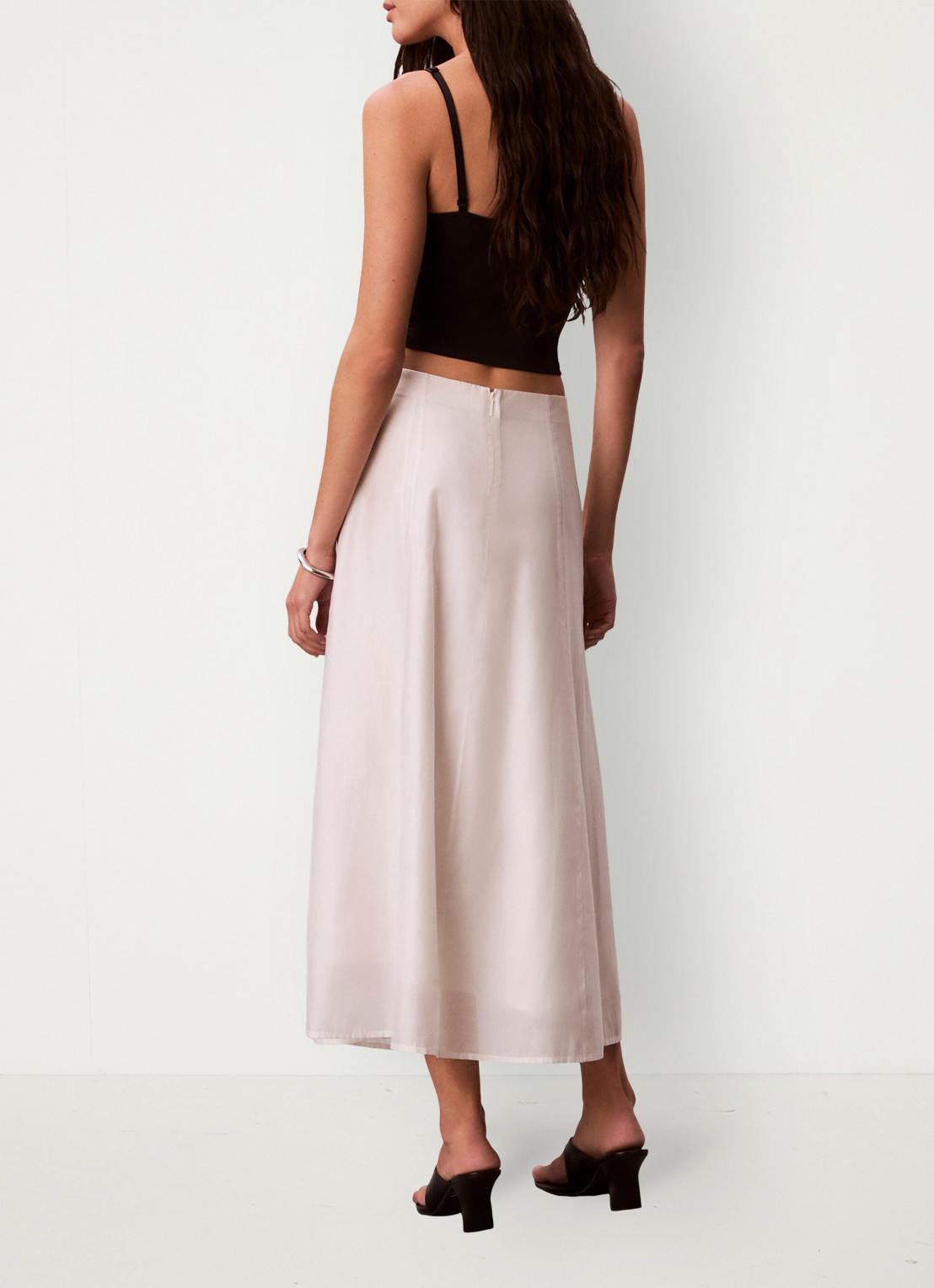 Calvin Klein Midi rok met blinde ritssluiting - achterkant 6 oudroze