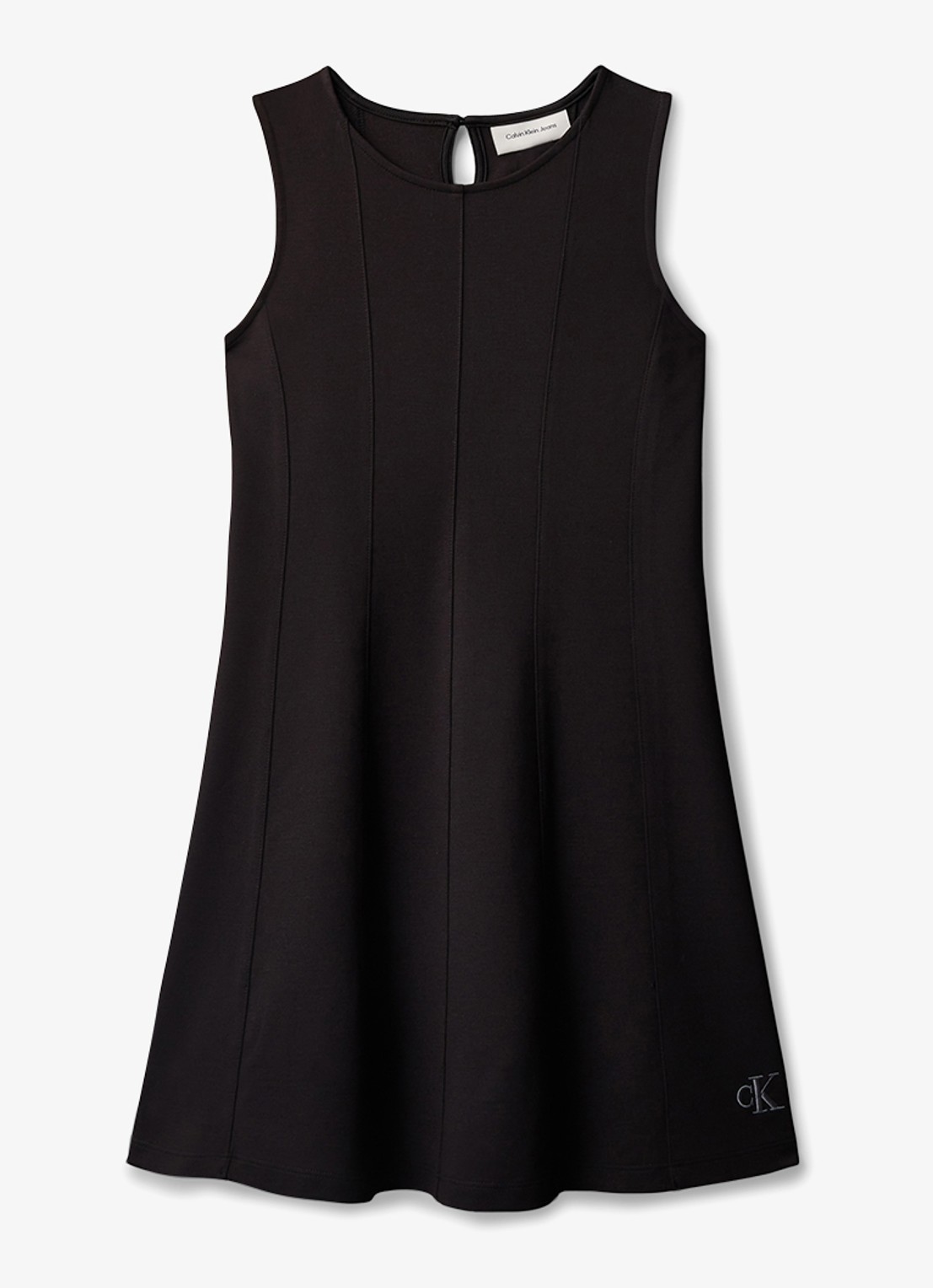 Calvin Klein Mini A-lijn jurk met ronde hals - voorkant 4 zwart