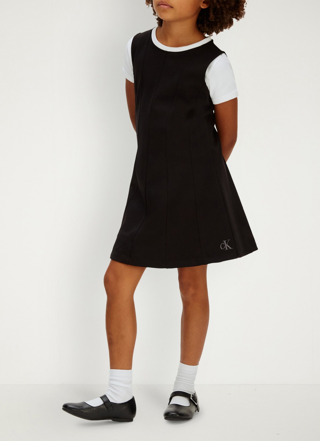 Calvin Klein Mini A-lijn jurk met ronde hals - voorkant 5 zwart