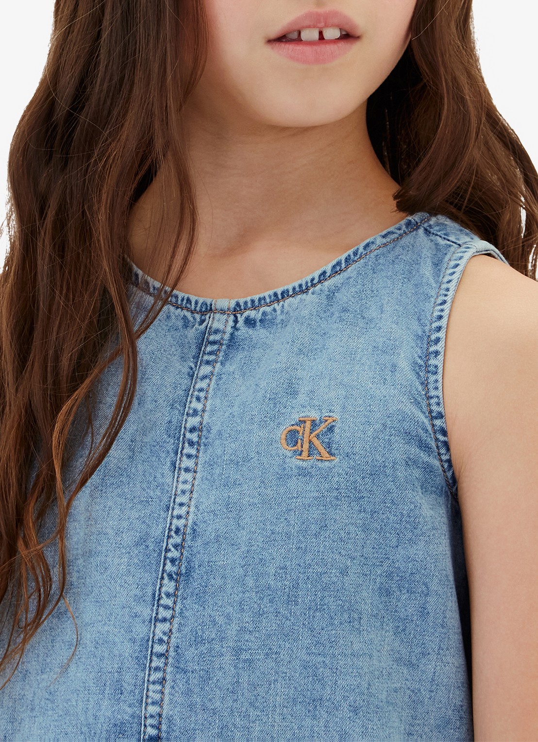 Calvin Klein Mini jurk met logoborduring - detail 2 denim