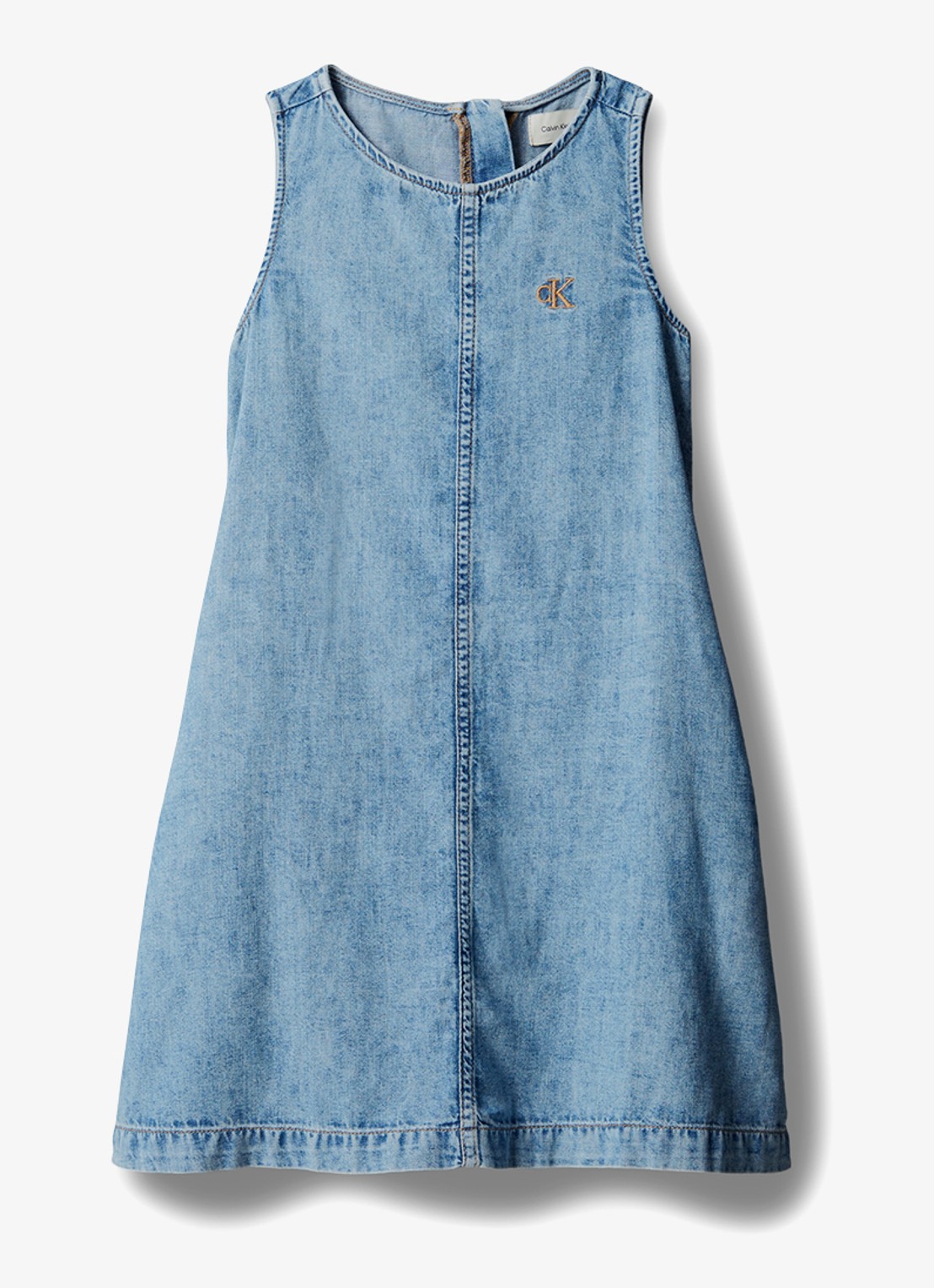 Calvin Klein Mini jurk met logoborduring - voorkant 3 denim