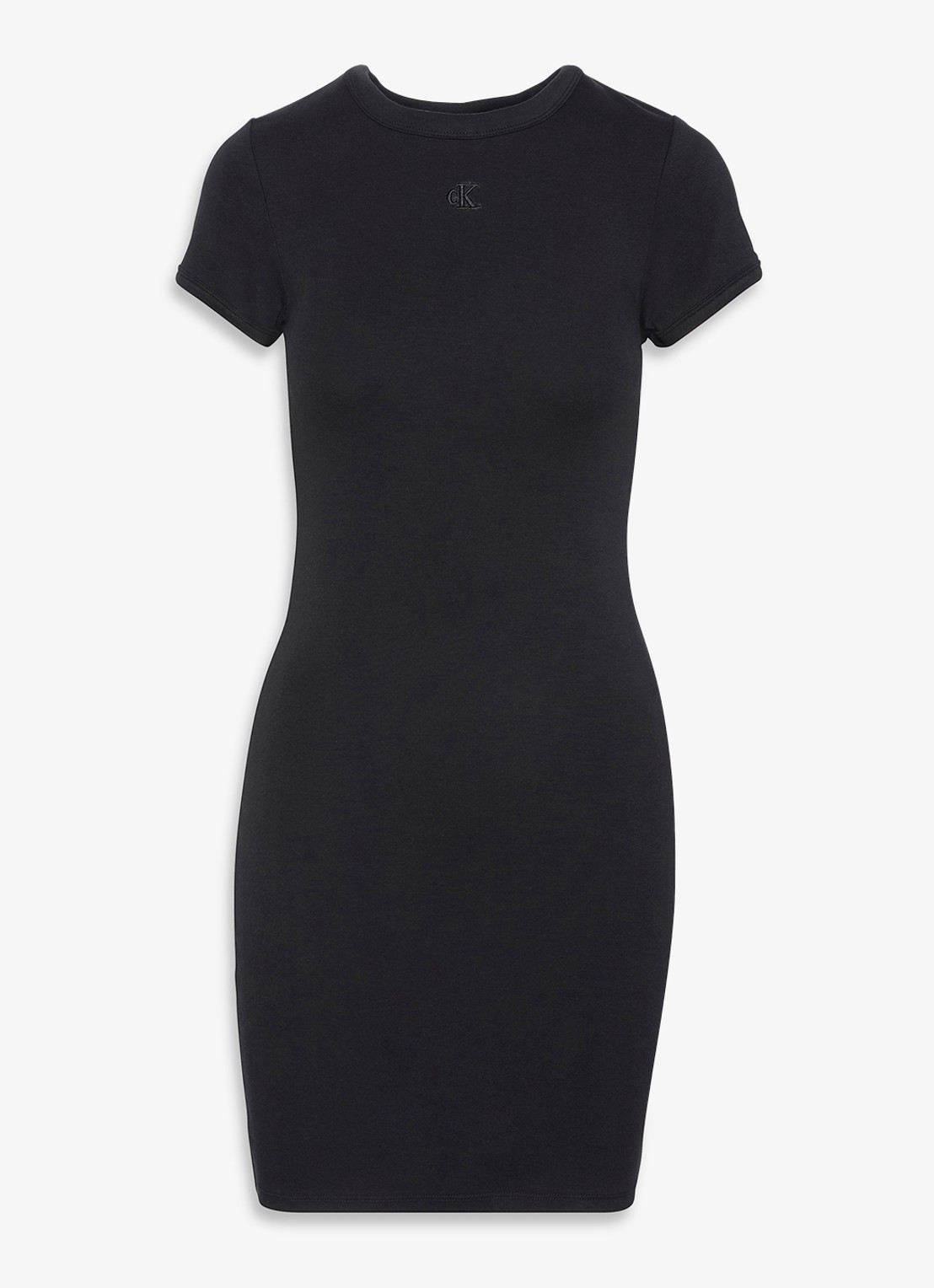 Calvin Klein Mini jurk met ribstructuur - voorkant 2 zwart