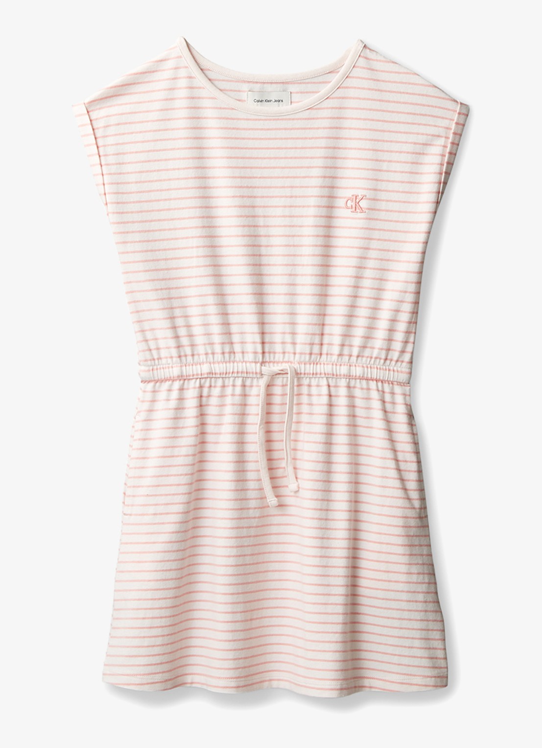 Calvin Klein Mini jurk met streepprint en steekzakken - voorkant 4 roze