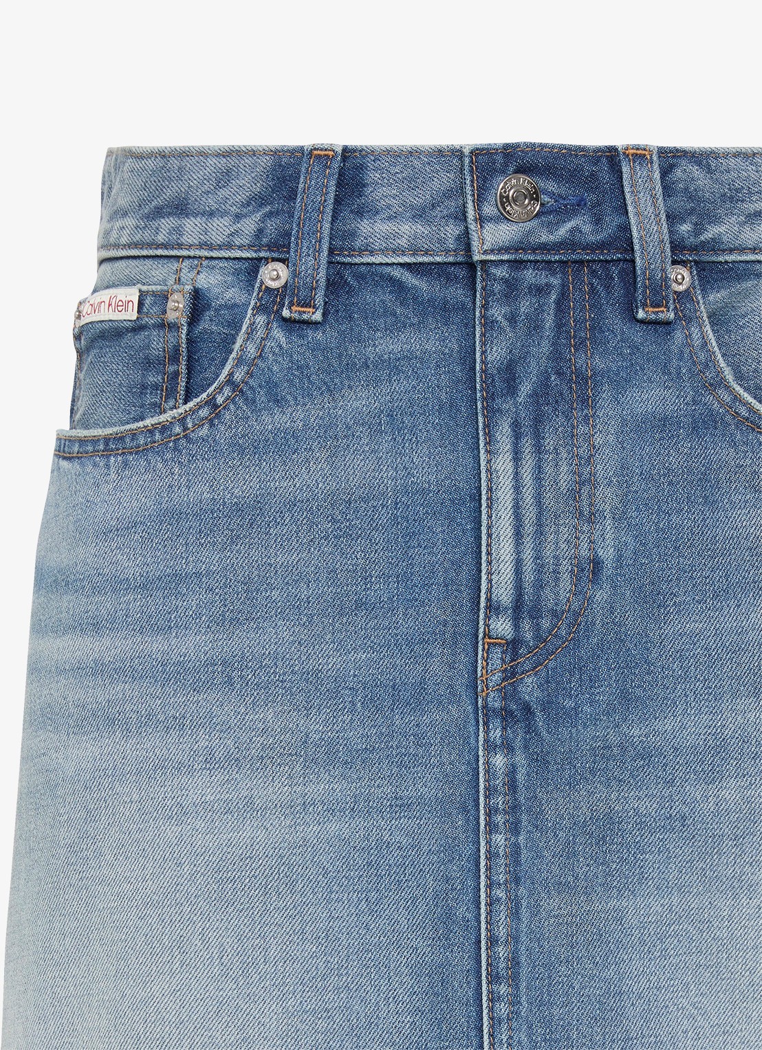 Calvin Klein Mini rok met medium wassing - detail 3 denim