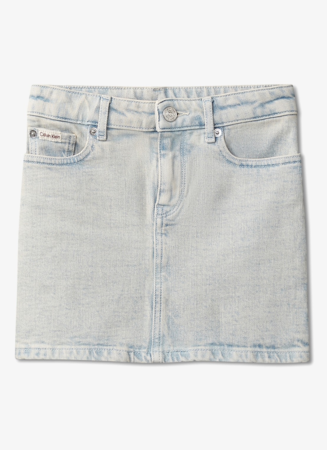Calvin Klein Mini spijkerrok met steekzakken - voorkant indigo
