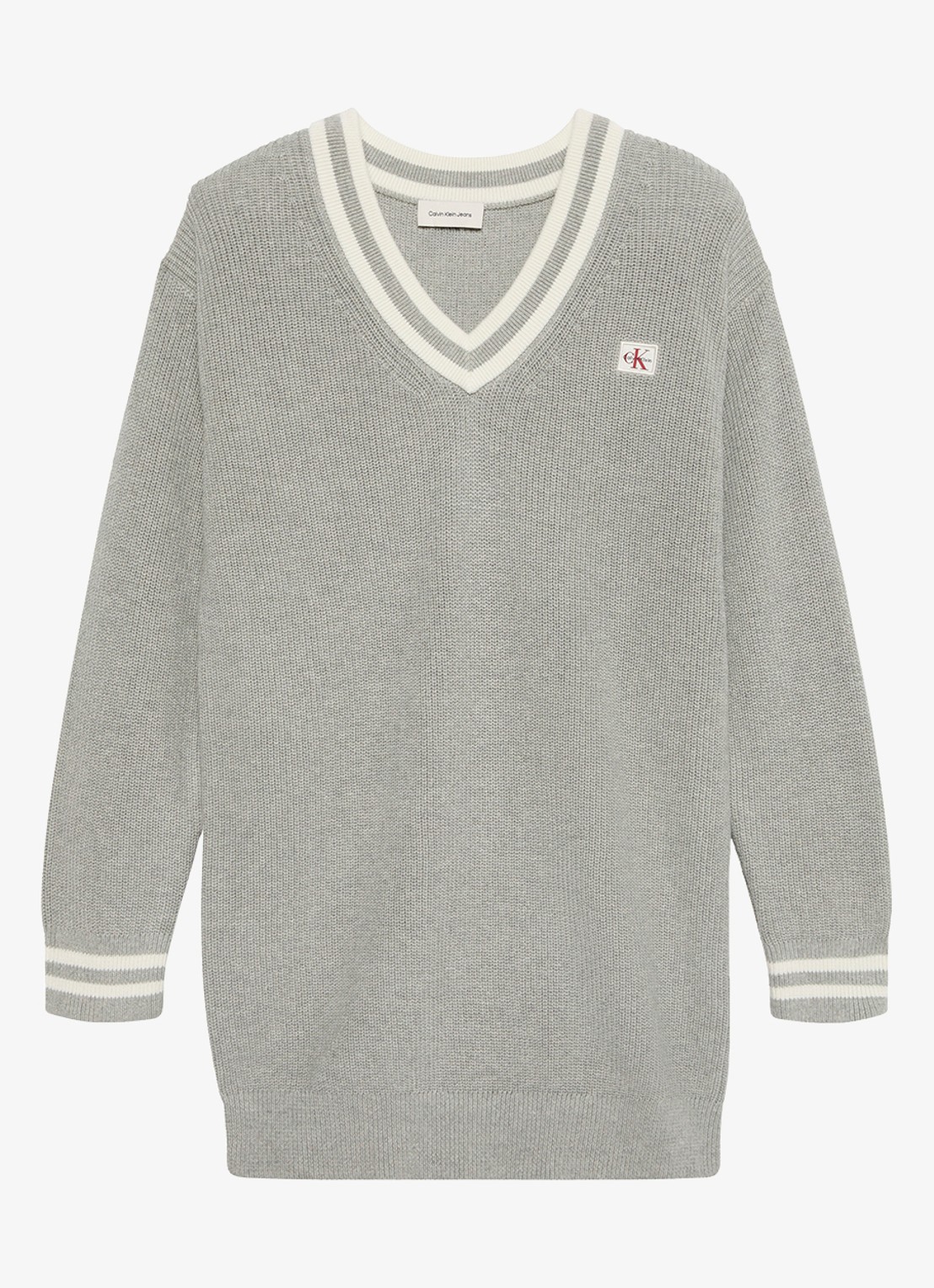 Calvin Klein Mini trui-jurk met logo - voorkant 6 lichtgrijs