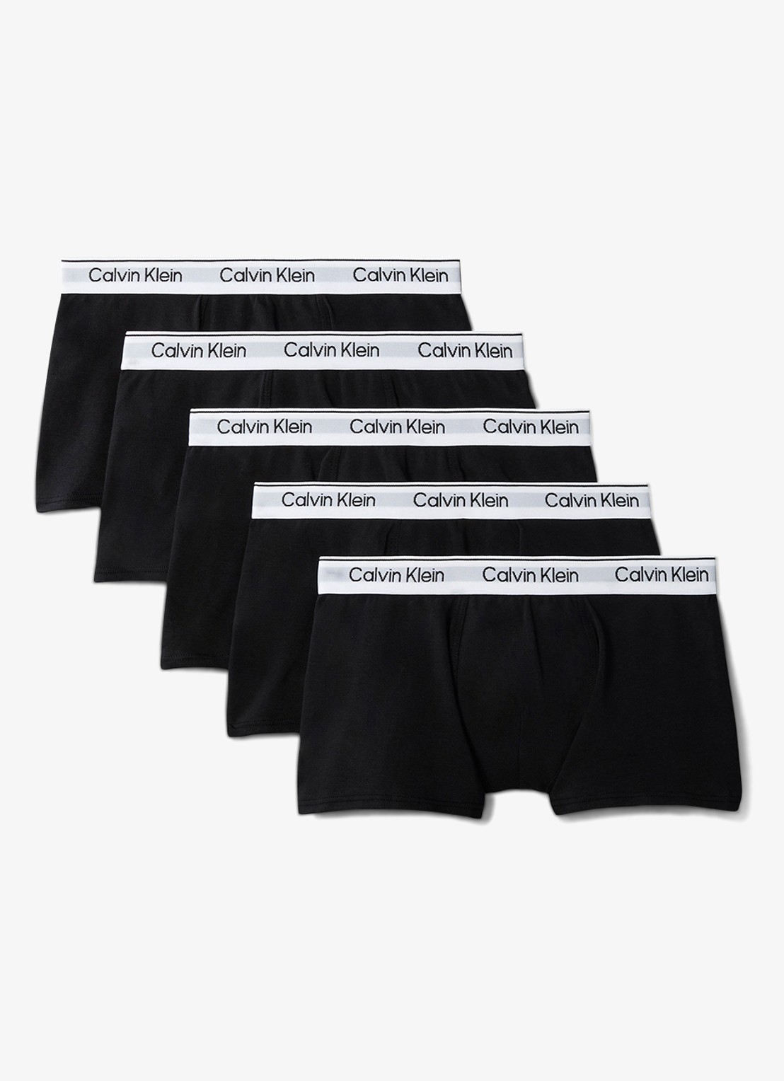 Calvin Klein Modern boxer met logoband in 5-pack - voorkant zwart