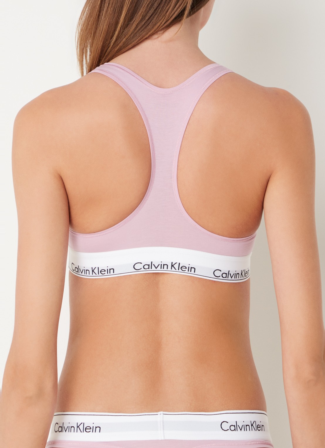 Calvin Klein Modern bralette met logoband - achterkant 3 mauve mist  / violet