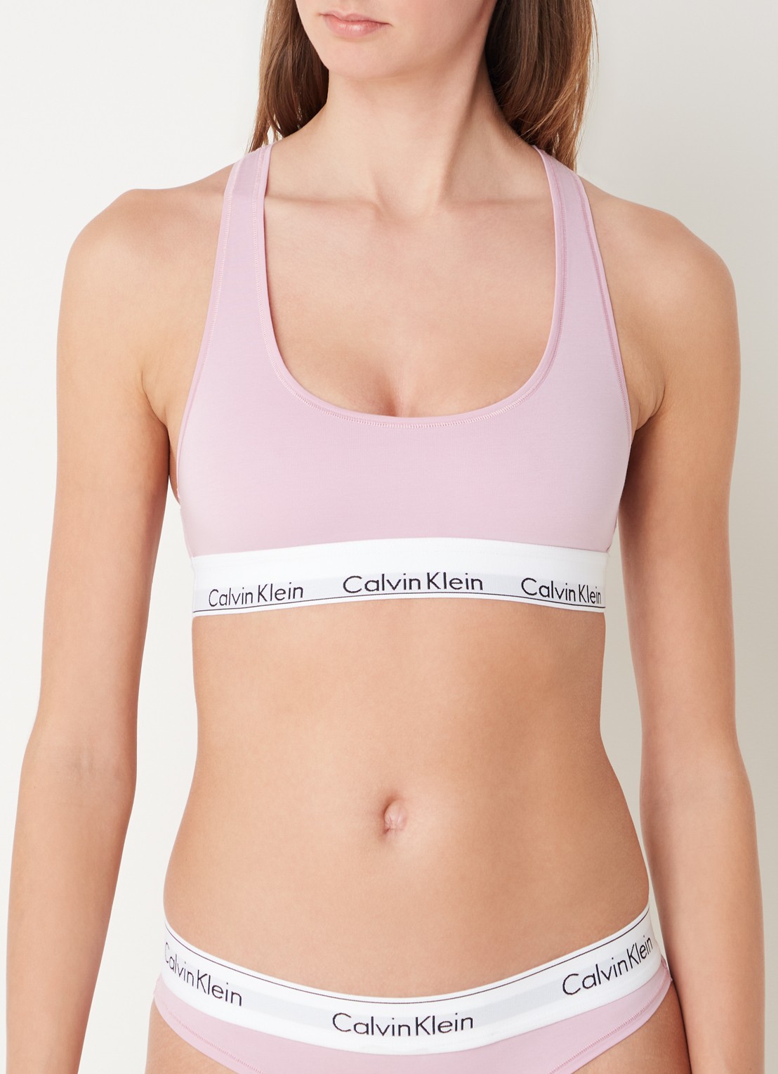 Calvin Klein Modern bralette met logoband - detail mauve mist  / violet