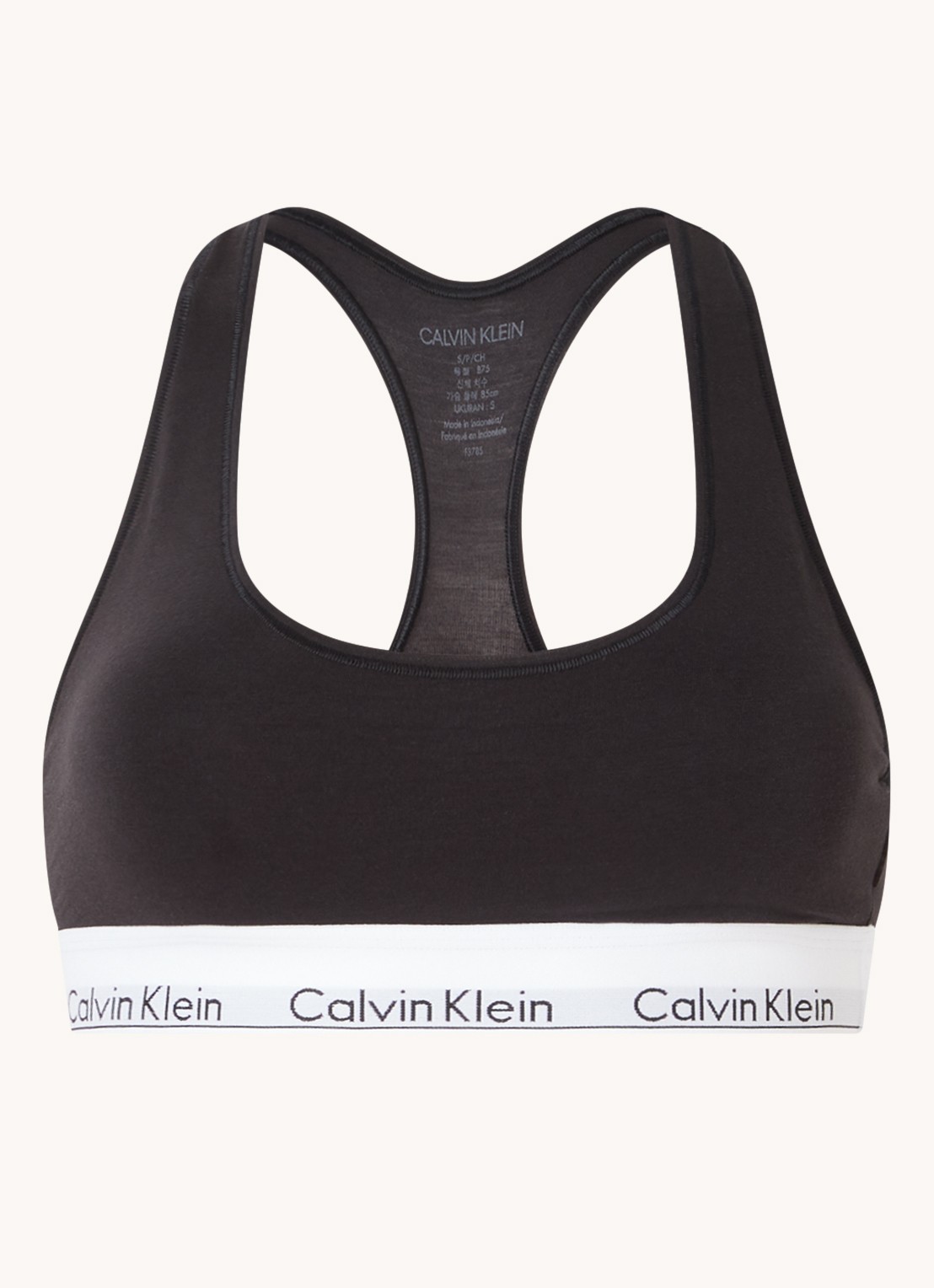 Calvin Klein Modern bralette met logoband - voorkant black / zwart
