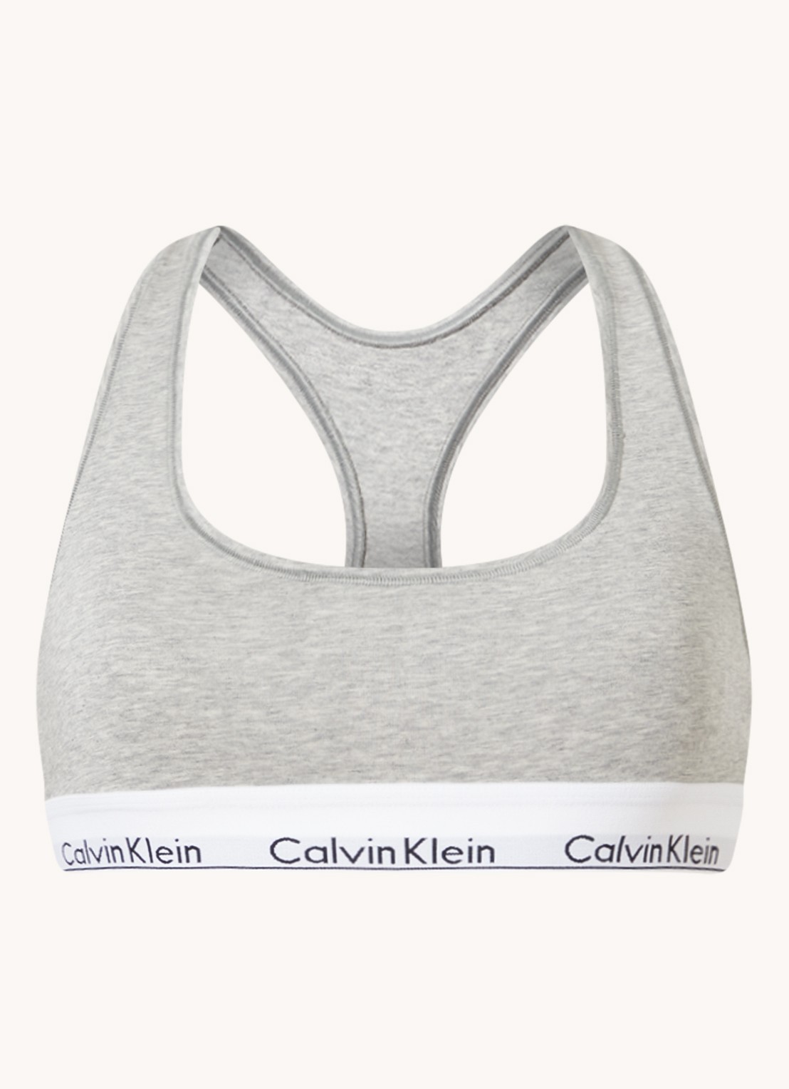 Calvin Klein Modern bralette met logoband - voorkant 4 grey heather / grijs