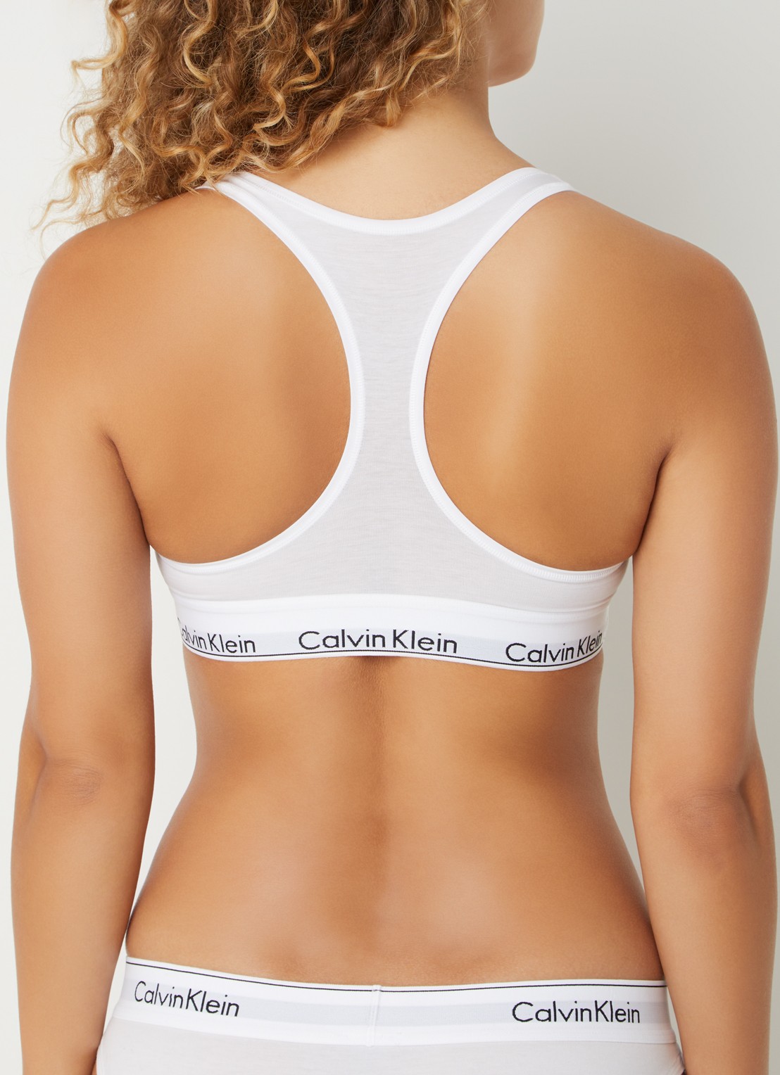 Calvin Klein Modern bralette met logoband - achterkant 4 classic white  / wit