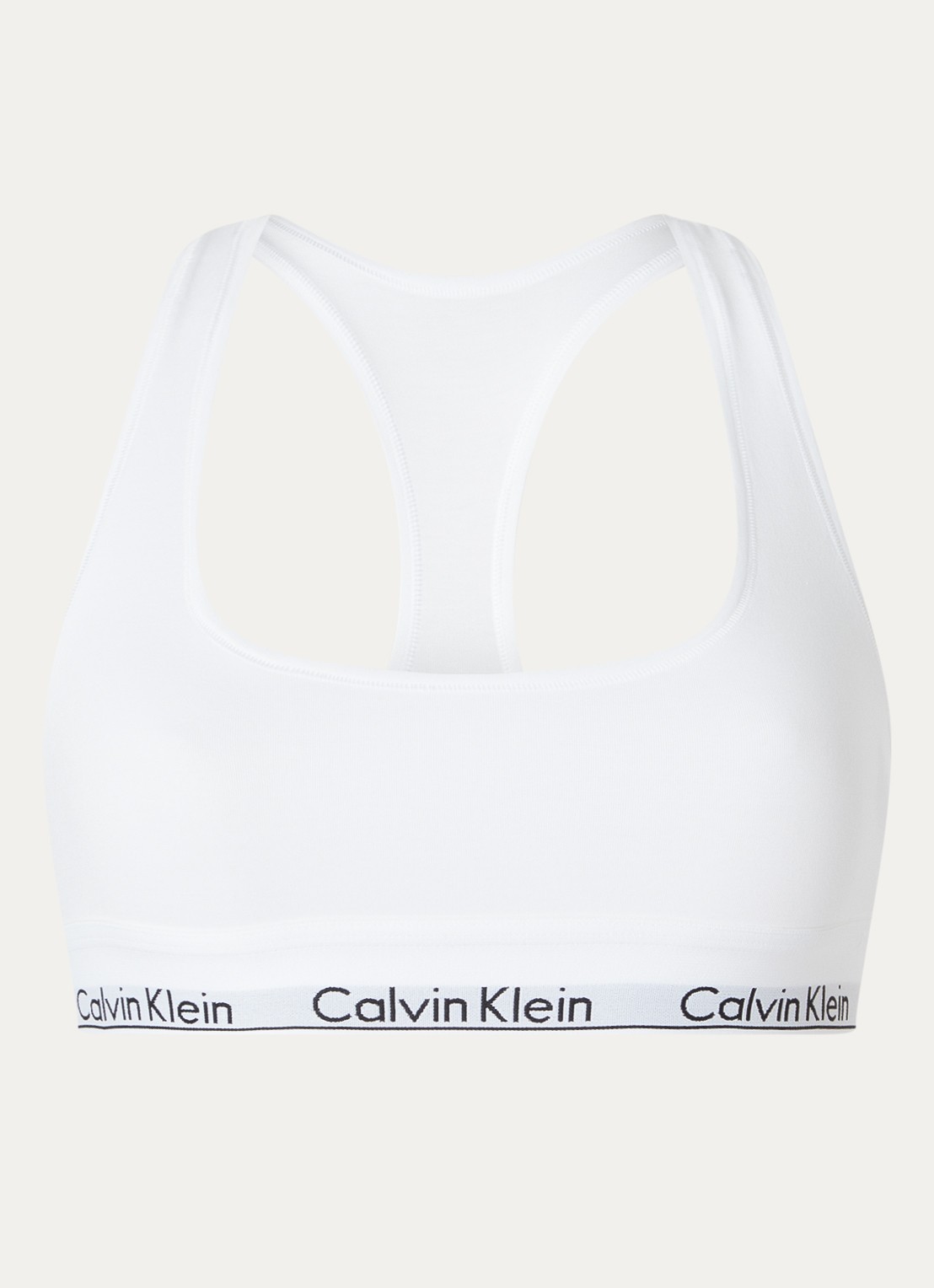 Calvin Klein Modern bralette met logoband - voorkant 2 classic white  / wit