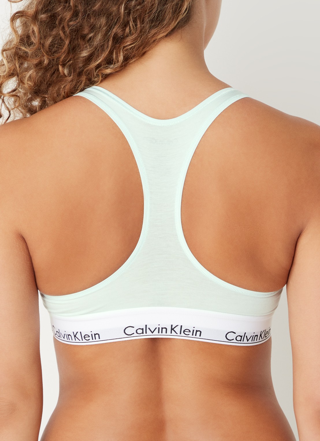 Calvin Klein Modern bralette met logoband - achterkant 3 island reef  / blauw