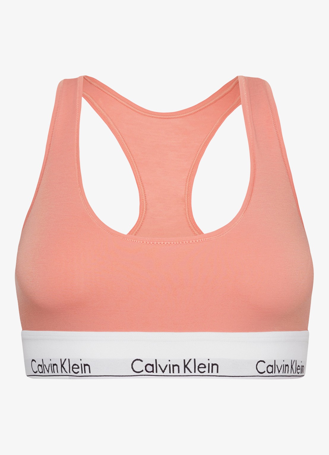 Calvin Klein Modern bralette met logoband - voorkant 4 coral almond  / roze