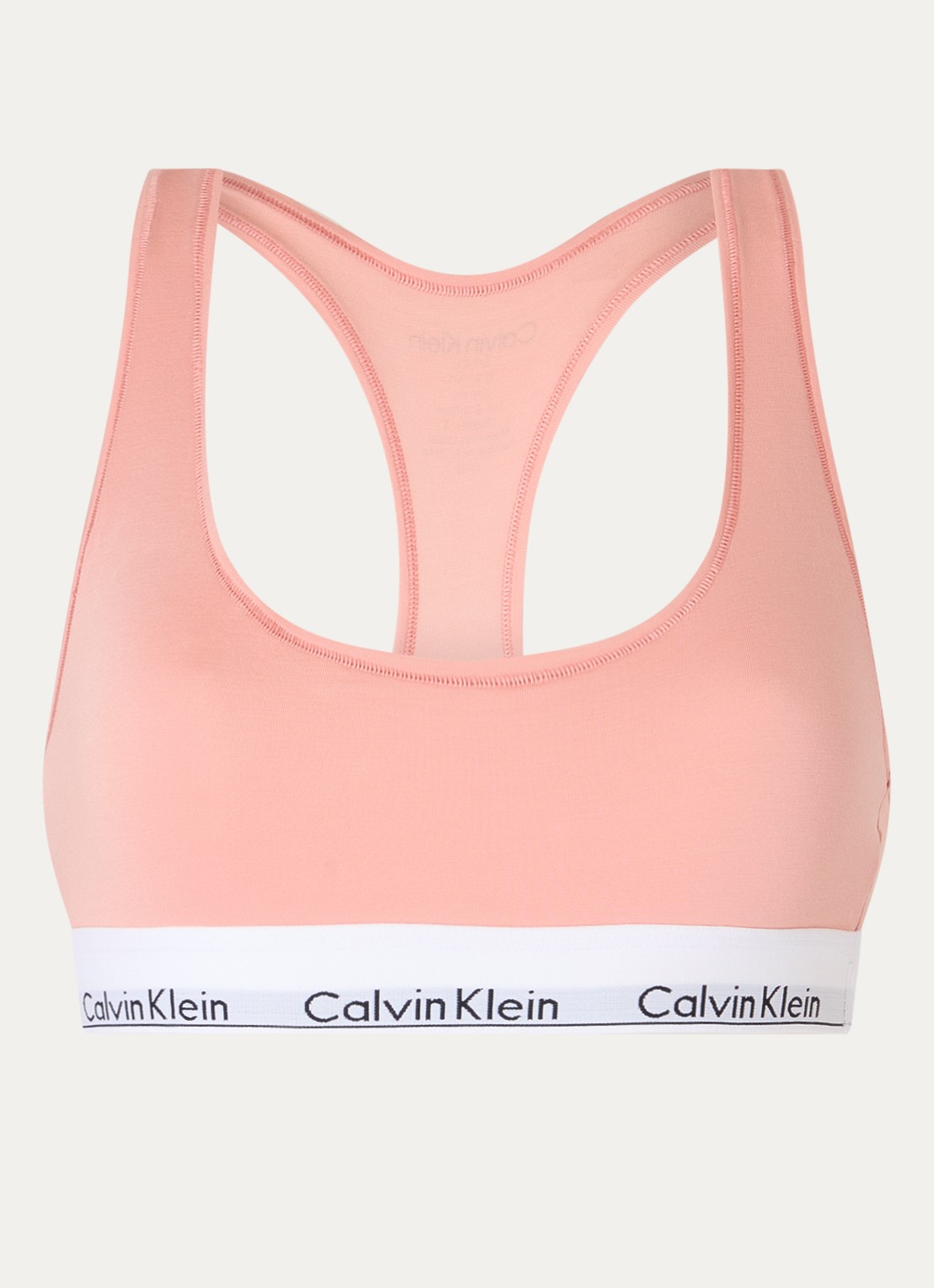 Calvin Klein Modern bralette met logoband - voorkant 5 coral almond  / roze