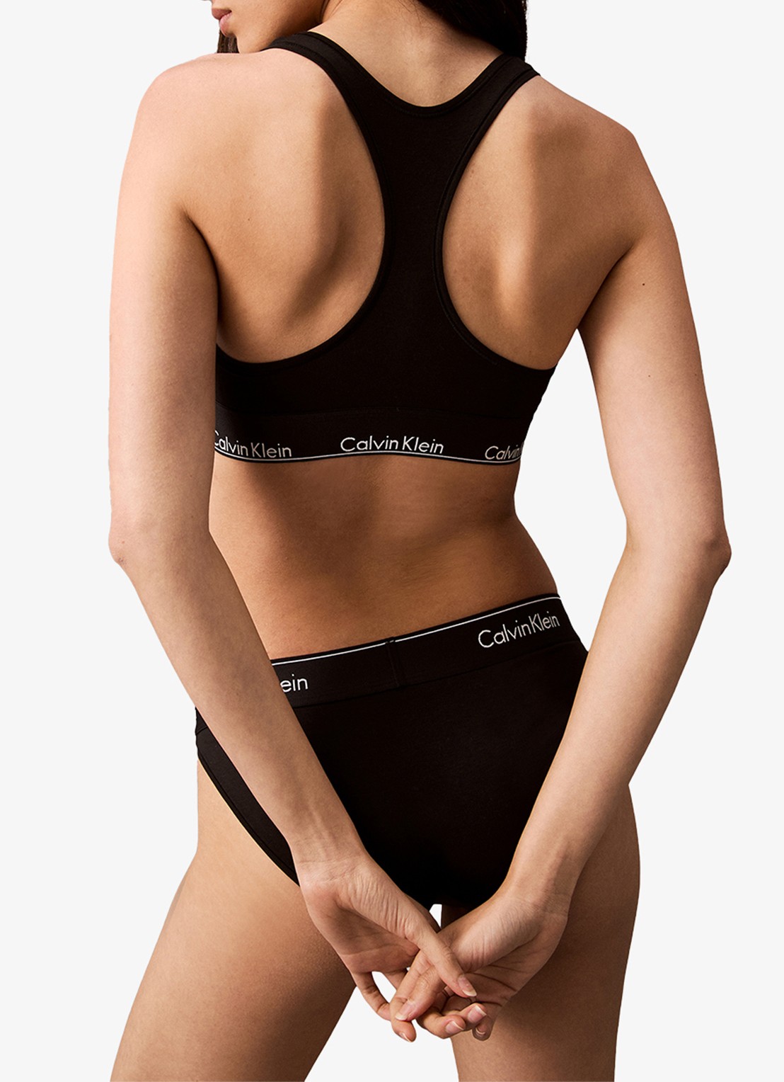 Calvin Klein Modern bralette met logoband - achterkant 5 black w. dtm / zwart