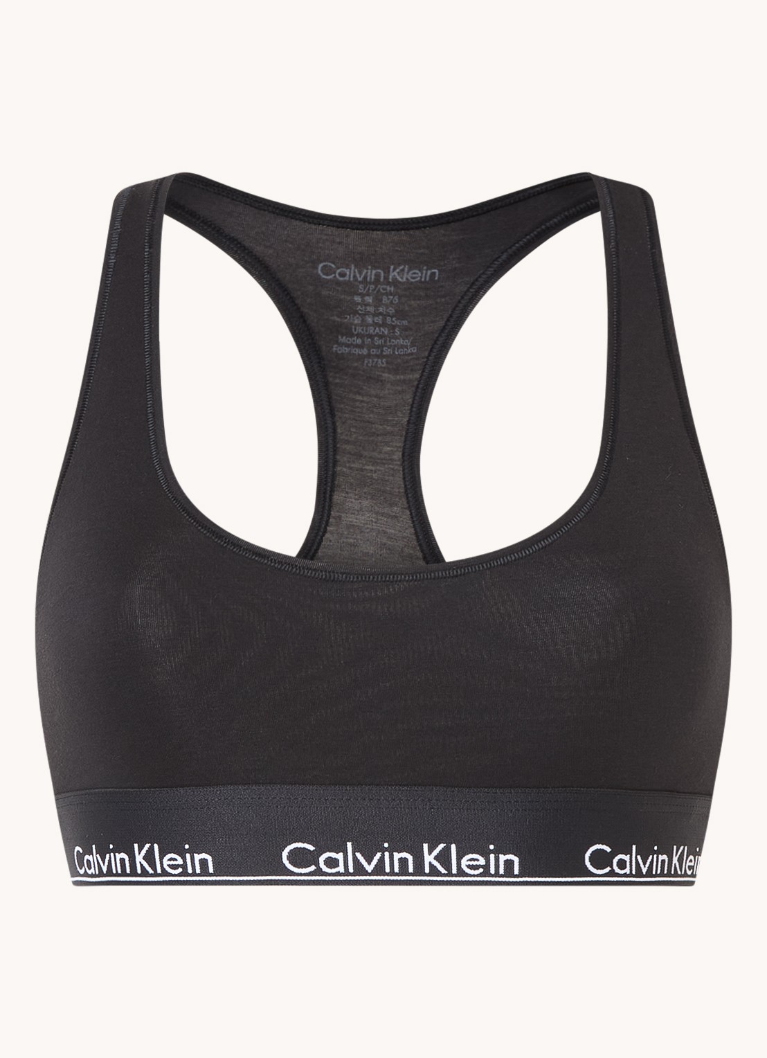 Calvin Klein Modern bralette met logoband - voorkant 2 black w. dtm / zwart