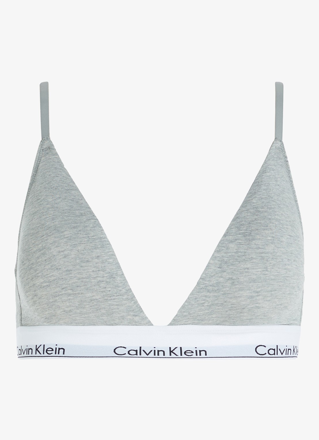 Calvin Klein Modern bralette met uitneembare vulling en logoband - voorkant 8 grey heather / grijs