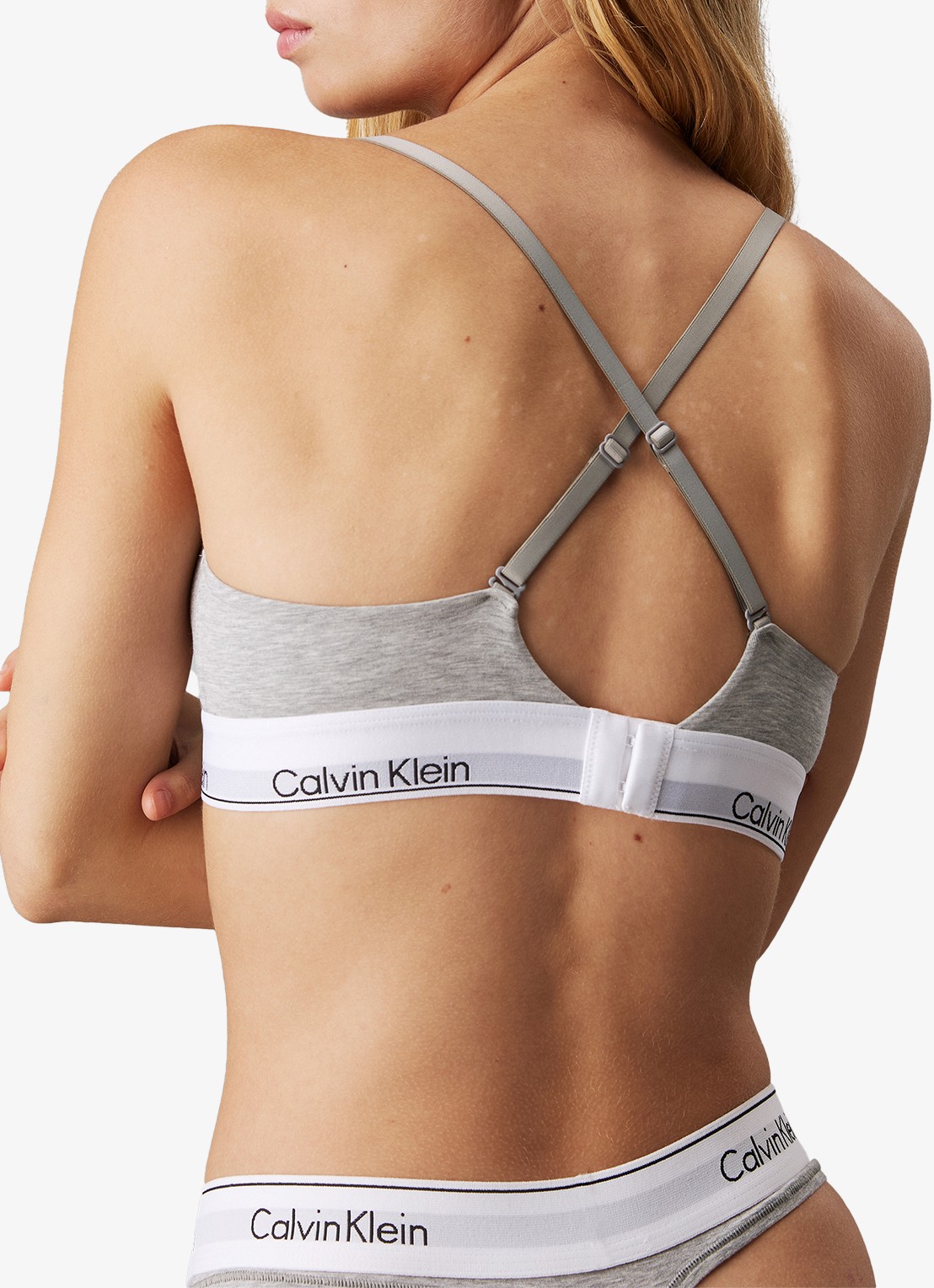Calvin Klein Modern bralette met uitneembare vulling en logoband - detail 6 grey heather / grijs