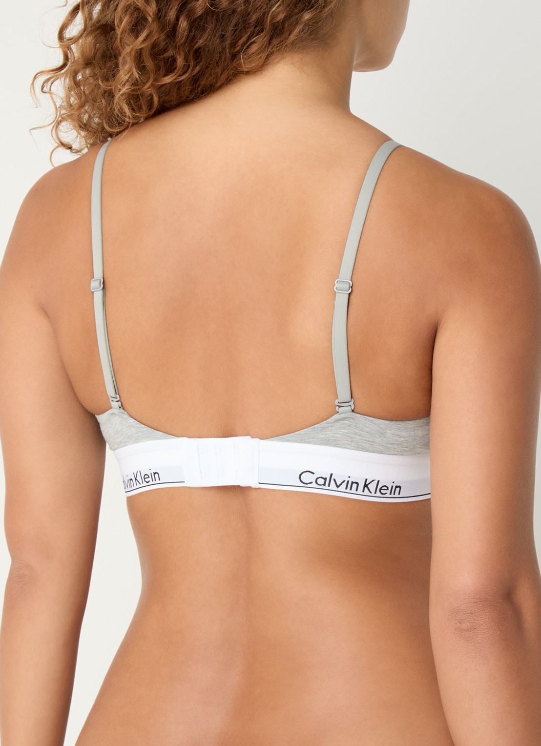 Calvin Klein Modern bralette met uitneembare vulling en logoband - achterkant 2 grey heather / grijs