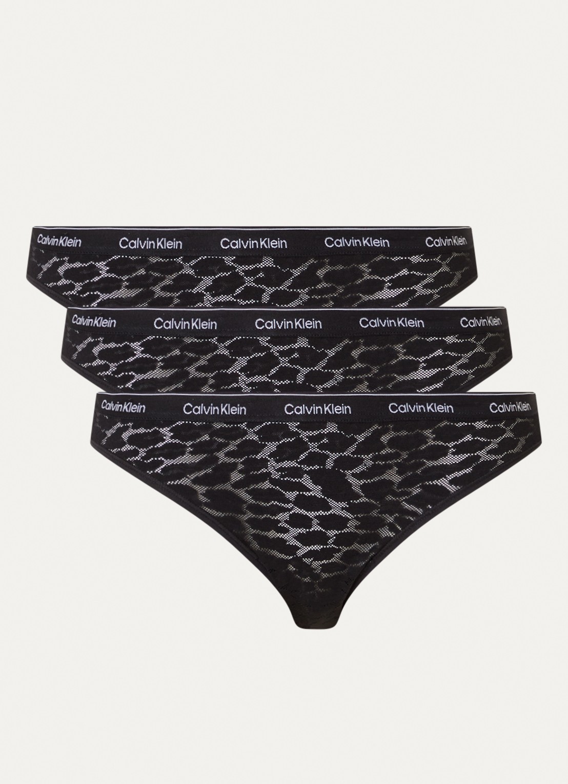 Calvin Klein Modern Lace tanga van kant in 3-pack - voorkant 2 zwart
