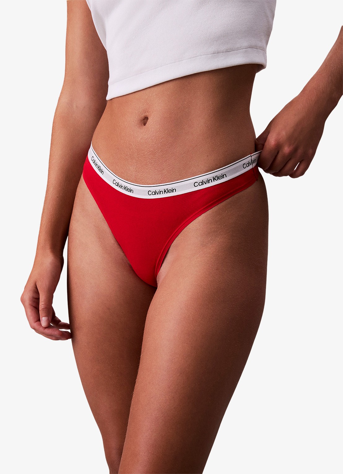 Calvin Klein Modern string met logoband - detail adrenaline rush-vmt / rood