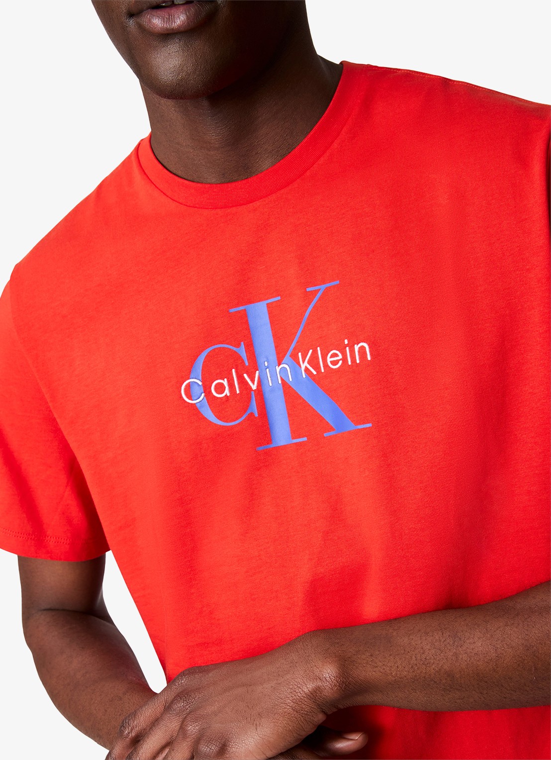 Calvin Klein Mono T-shirt met logo - detail 3 rood